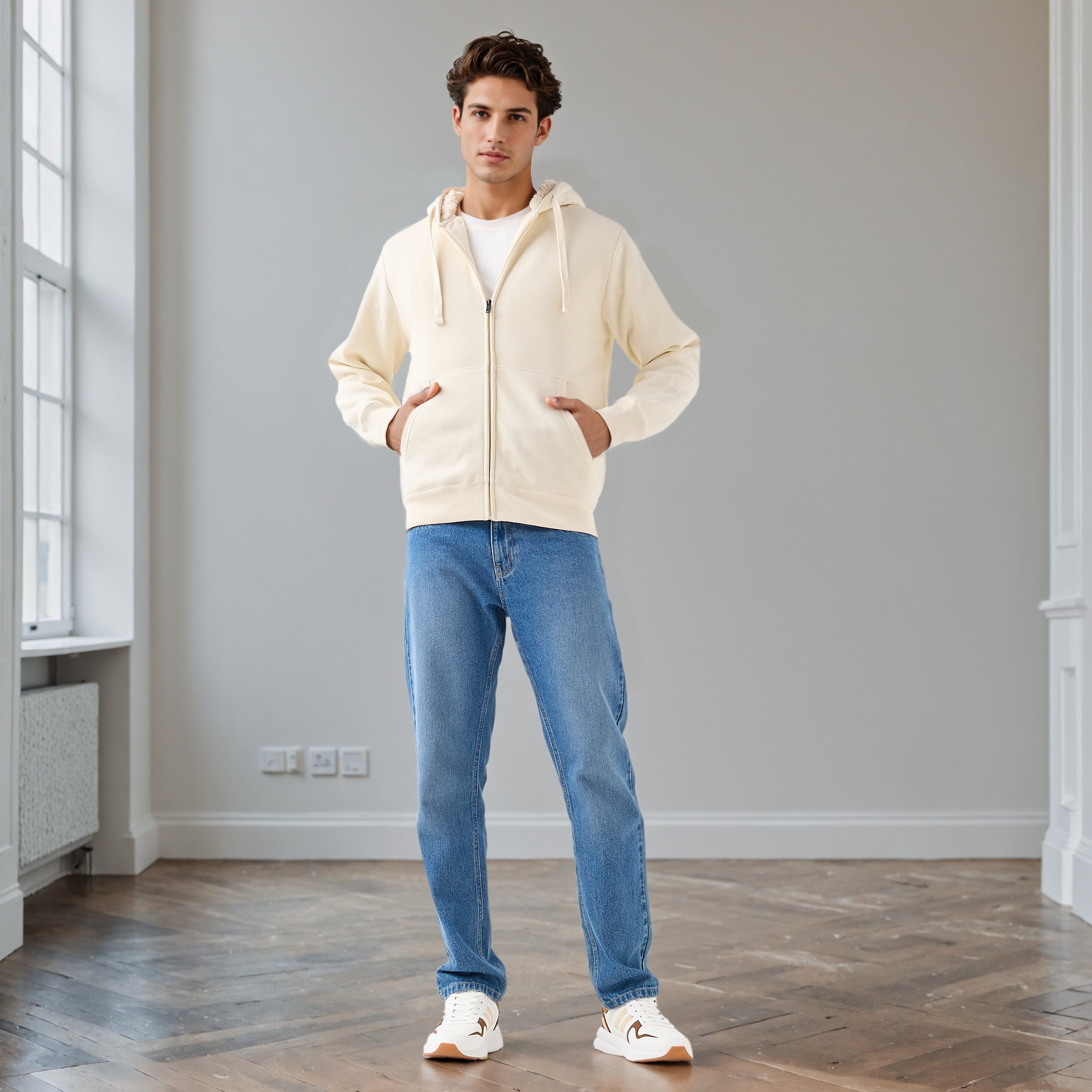 Men Regular Fit Hooded Zipper Jacket-men-clothing-jacketsandblazers-jackets-image-2