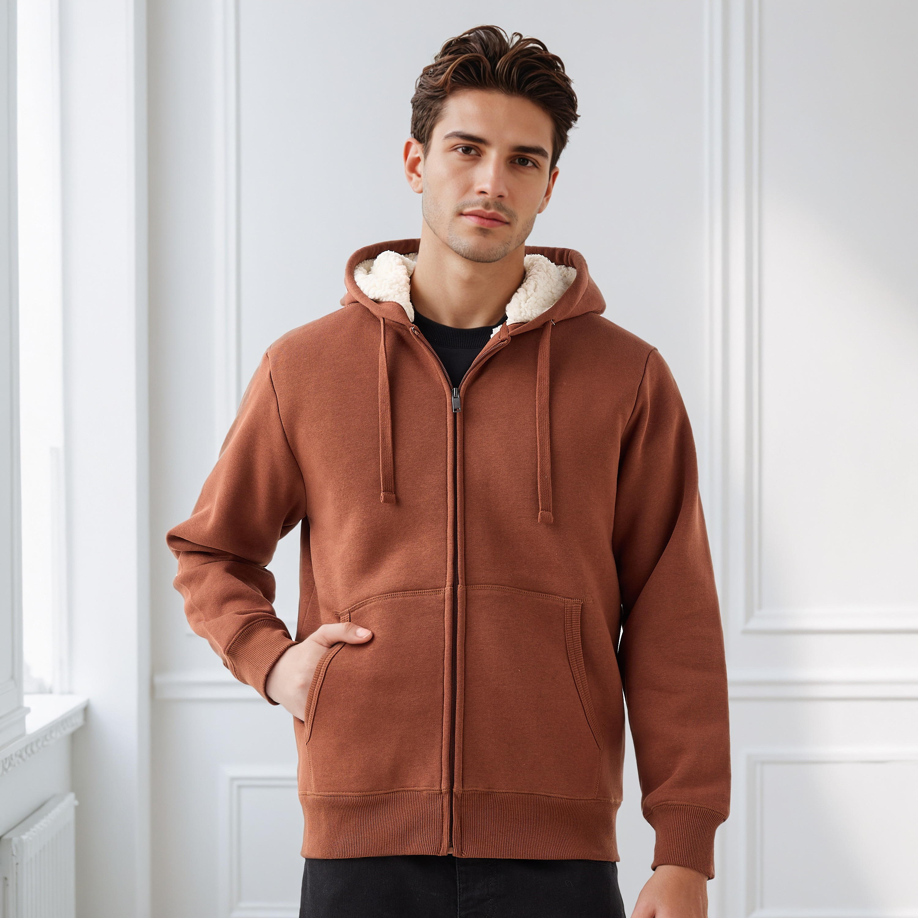 Men Regular Fit Hooded Zipper Jacket-men-clothing-jacketsandblazers-jackets-image-1