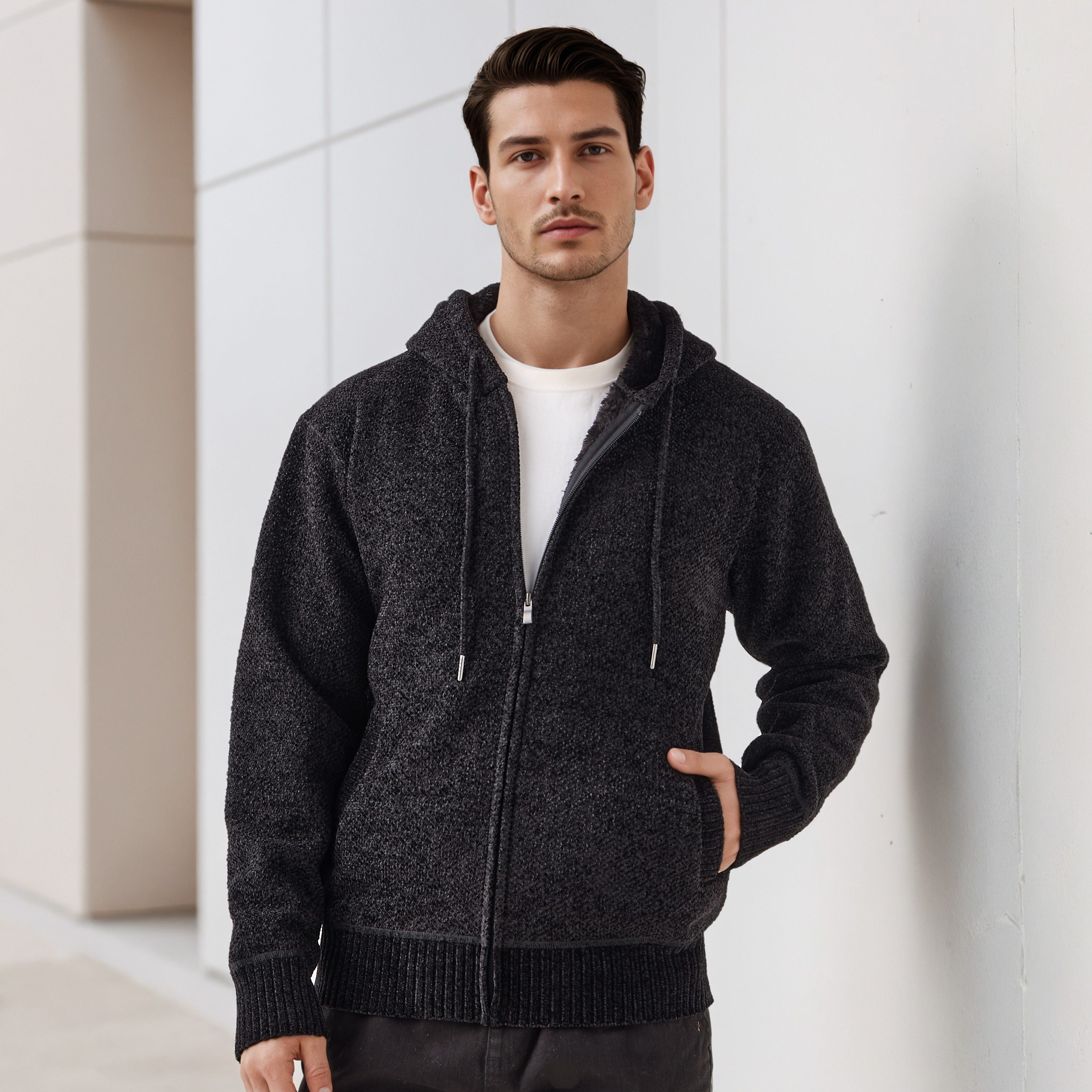 Men Regular Fit Textured Hoodie-men-winterwear-hoodiesandsweatshirts-image-1