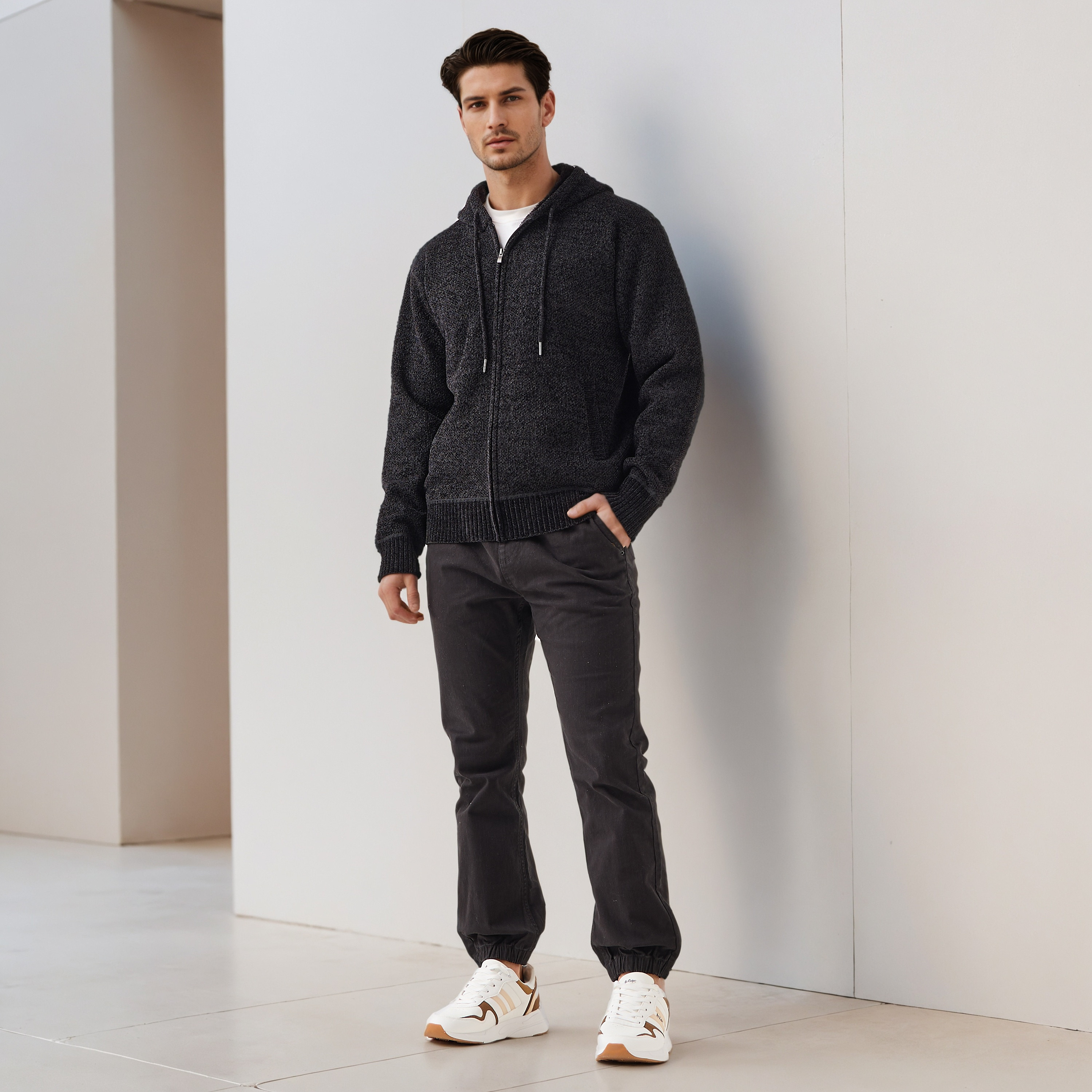 Men Regular Fit Textured Hoodie-men-winterwear-hoodiesandsweatshirts-image-2