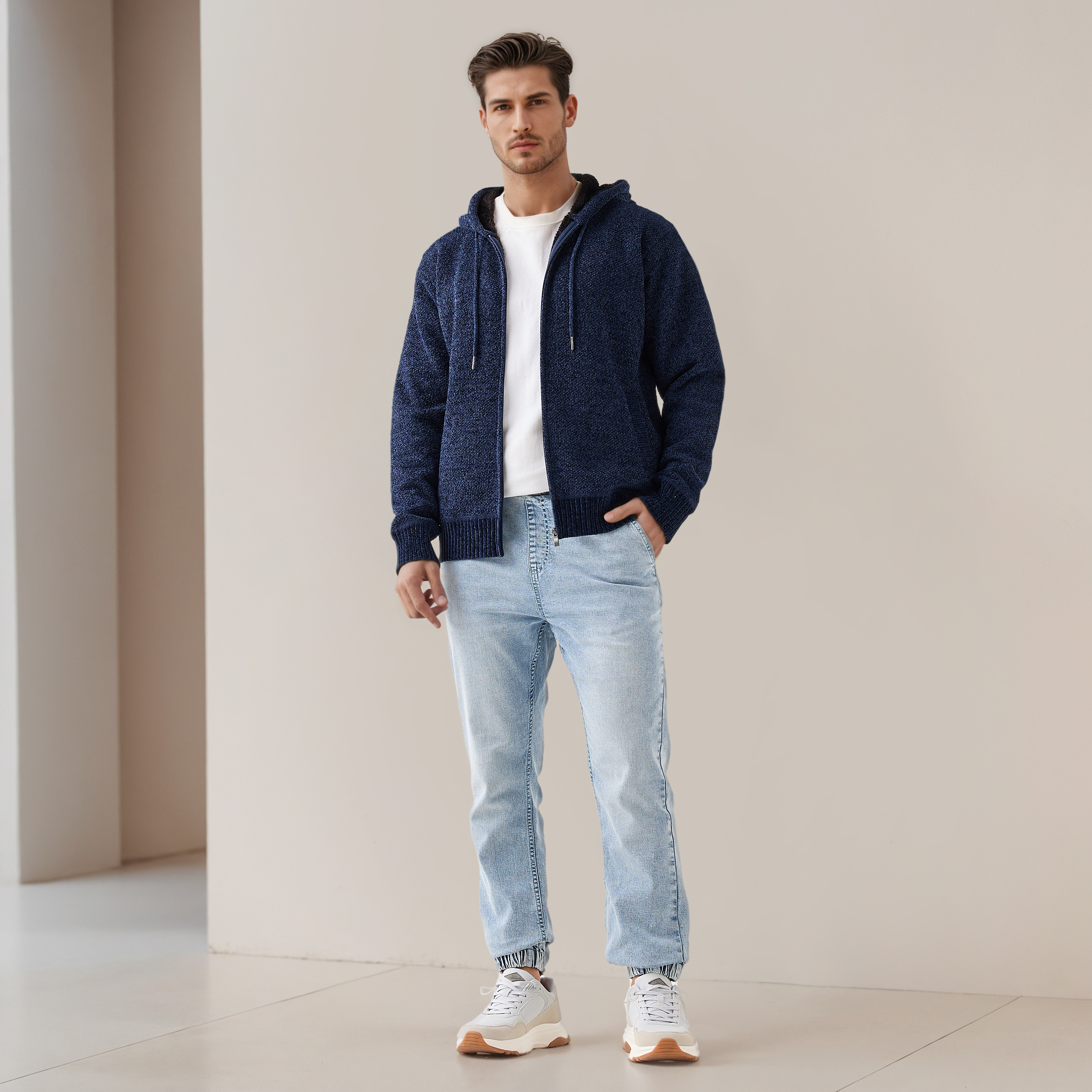 Men Regular Fit Textured Hoodie-men-winterwear-hoodiesandsweatshirts-image-2