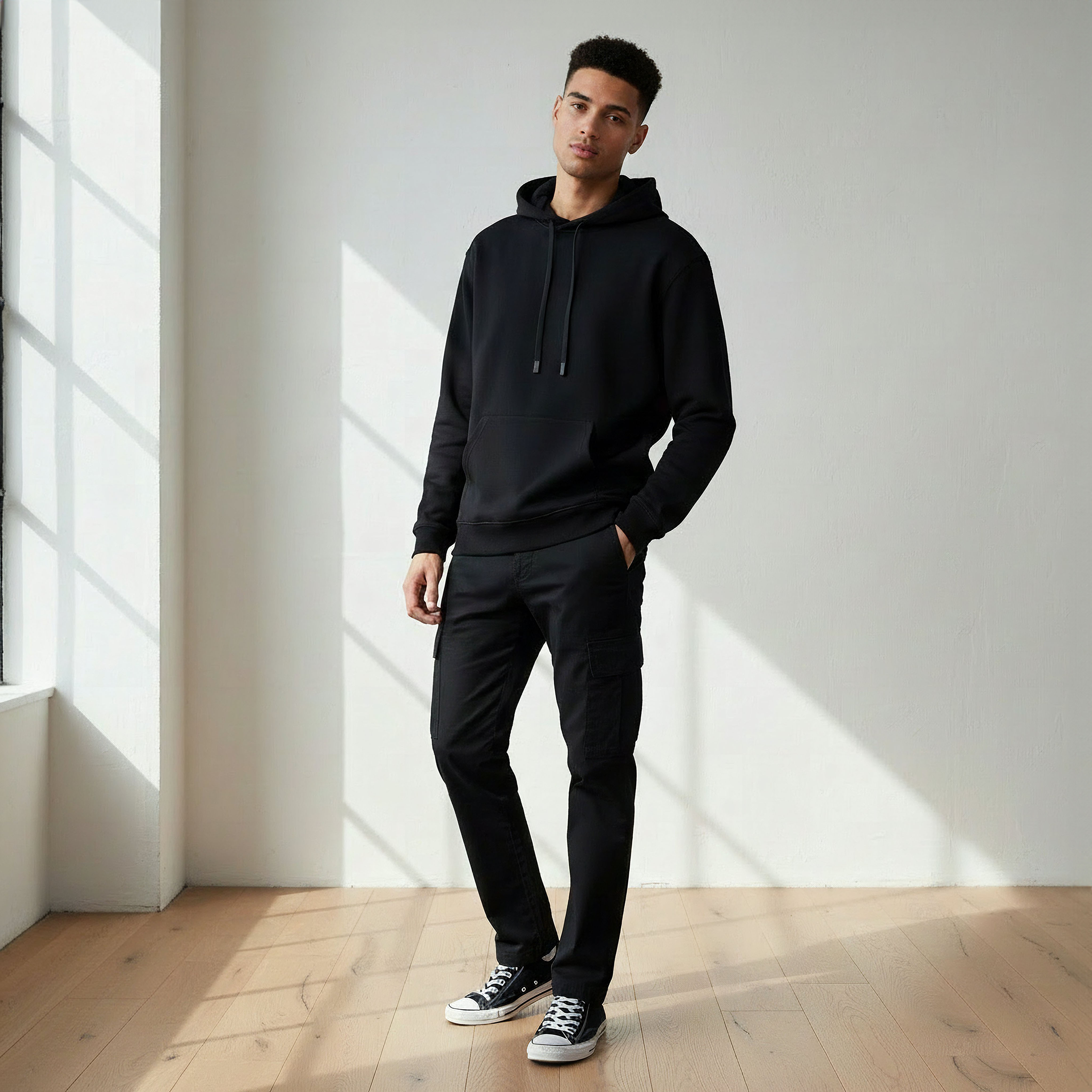 Men Relaxed Fit Kangaroo Pocket Hoodie-men-winterwear-hoodiesandsweatshirts-image-2