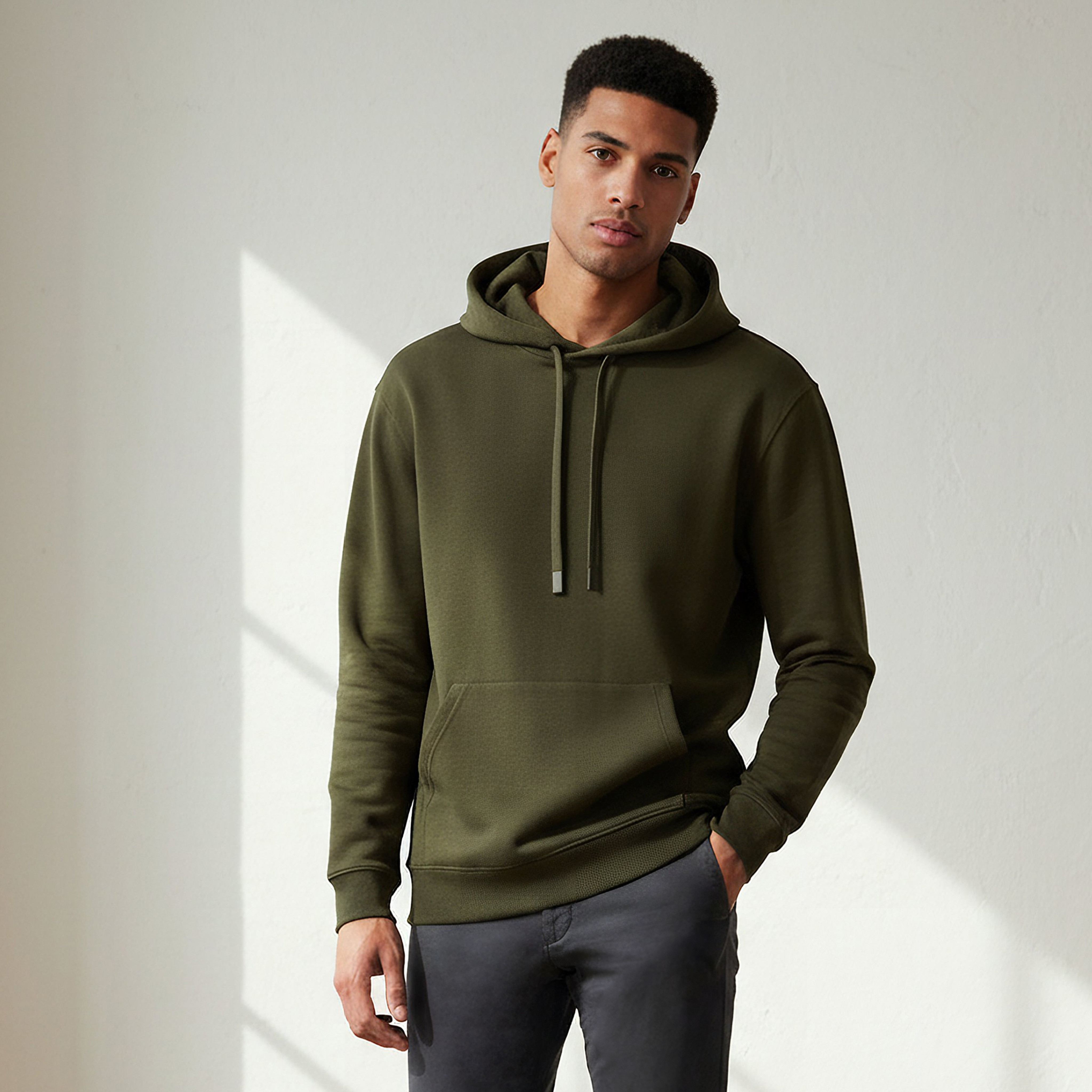 Men Relaxed Fit Kangaroo Pocket Hoodie-men-winterwear-hoodiesandsweatshirts-image-1