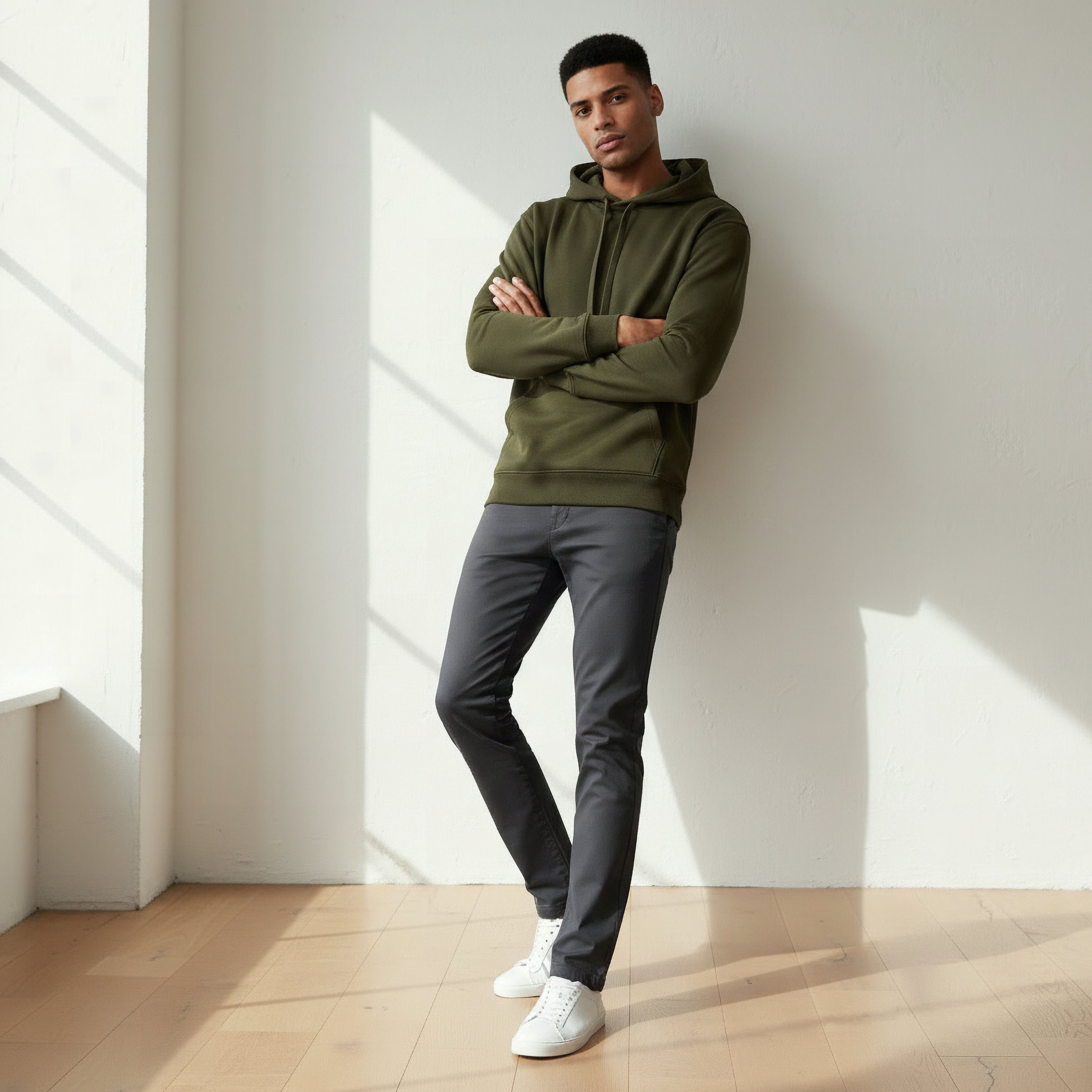Men Relaxed Fit Kangaroo Pocket Hoodie-men-winterwear-hoodiesandsweatshirts-image-2