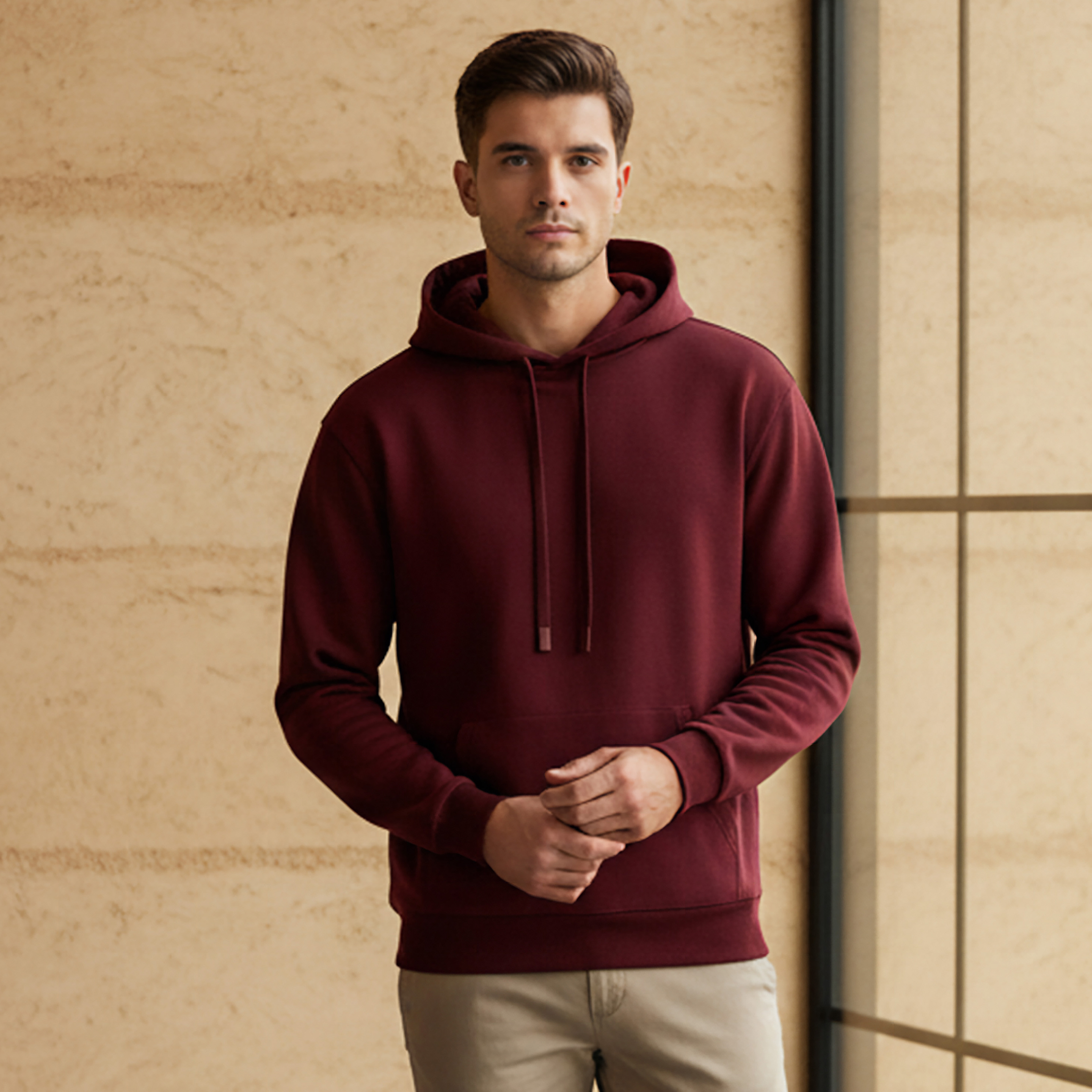 Men Relaxed Fit Kangaroo Pocket Hoodie-men-winterwear-hoodiesandsweatshirts-image-1