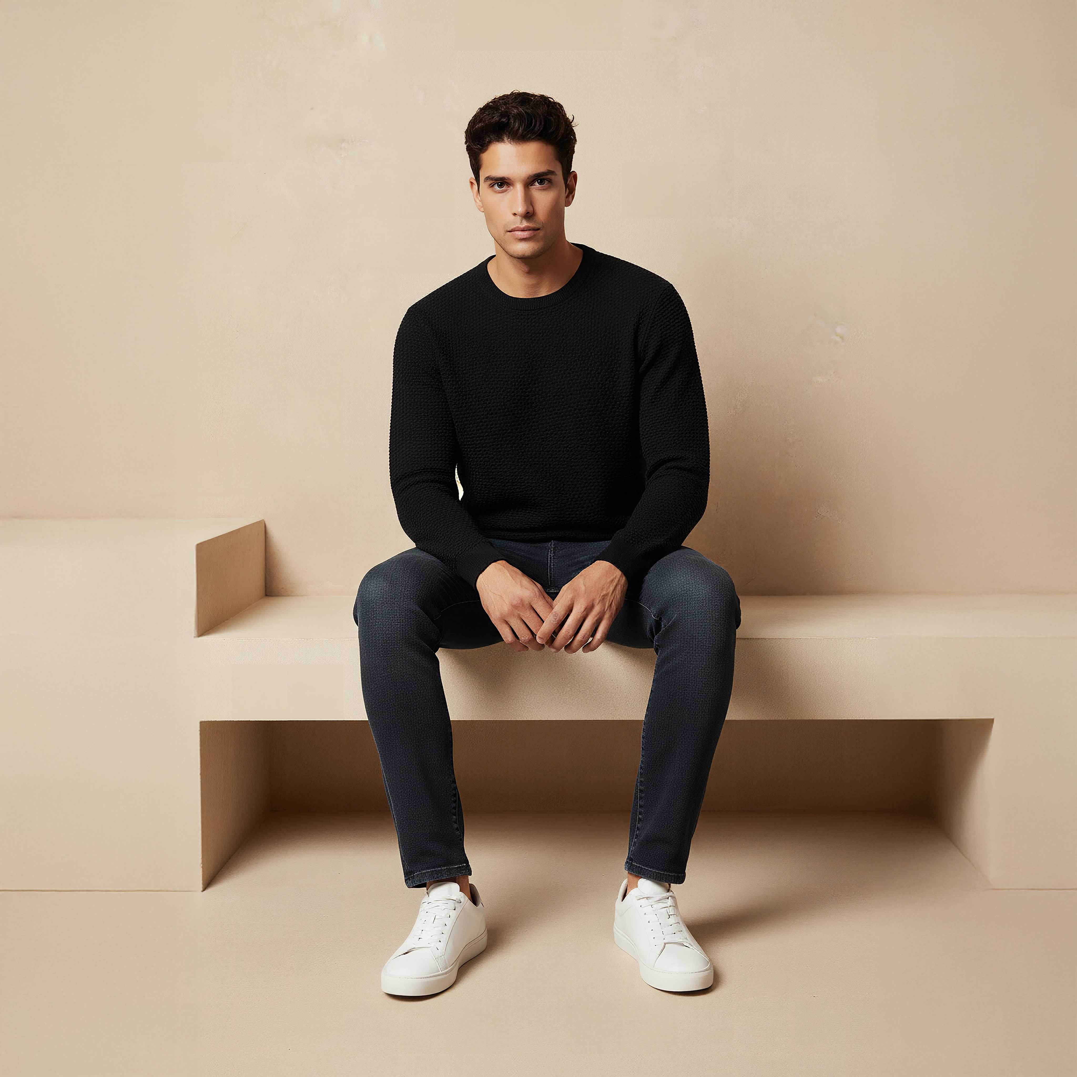 Men Crew Neck Textured Sweater-men-clothing-sweatersandpullovers-image-5