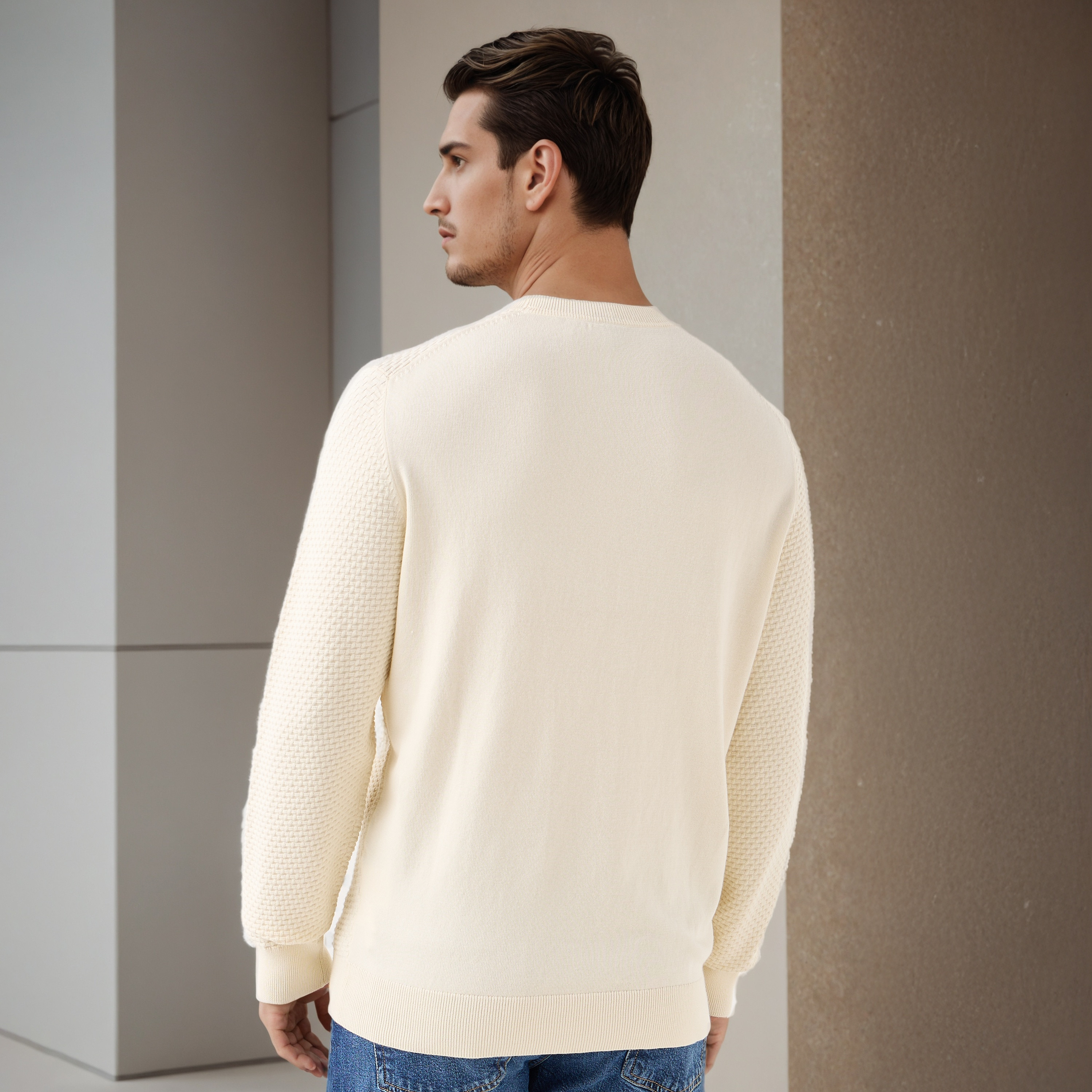 Men Crew Neck Textured Sweater-men-clothing-sweatersandpullovers-image-4