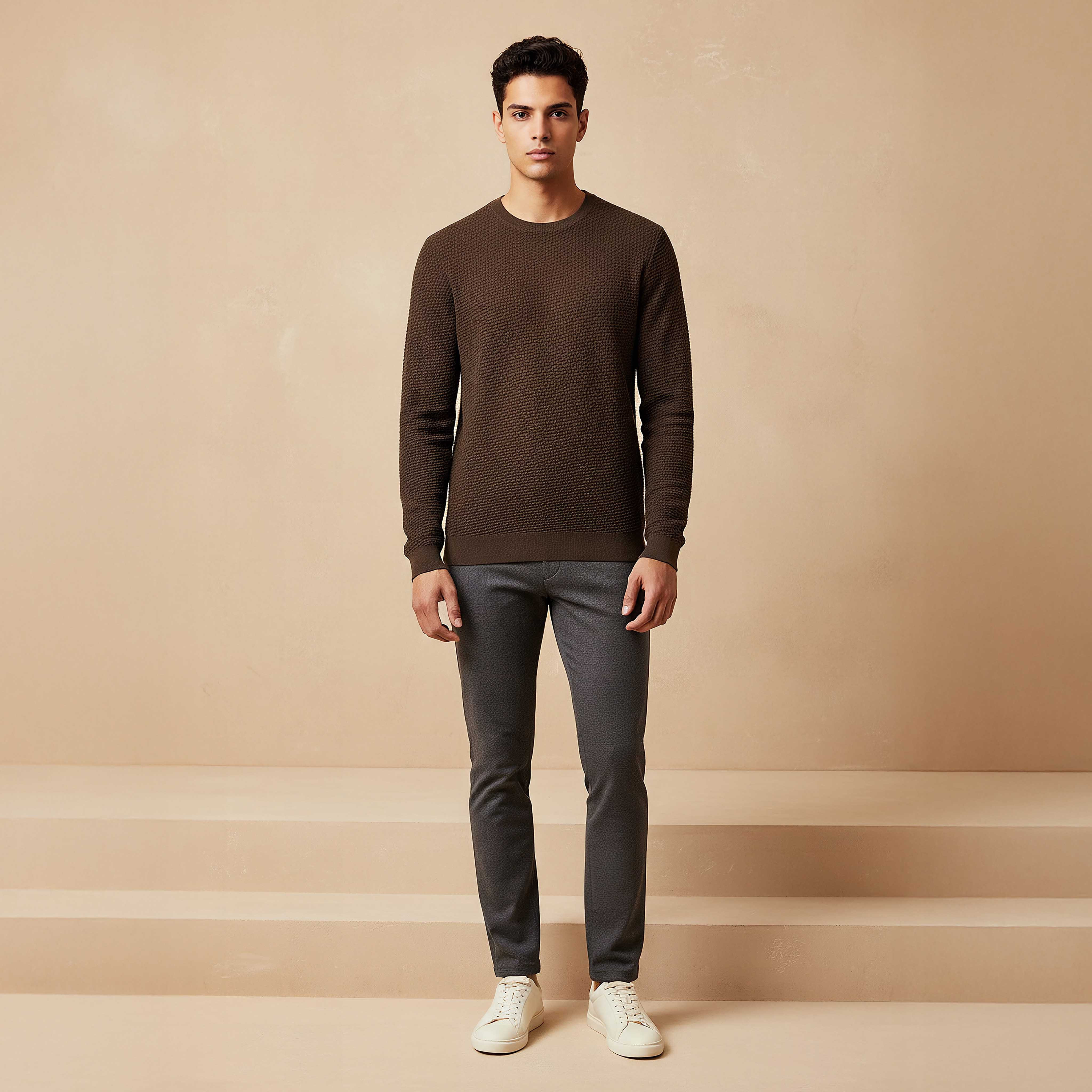 Men Crew Neck Textured Sweater-men-clothing-sweatersandpullovers-image-2