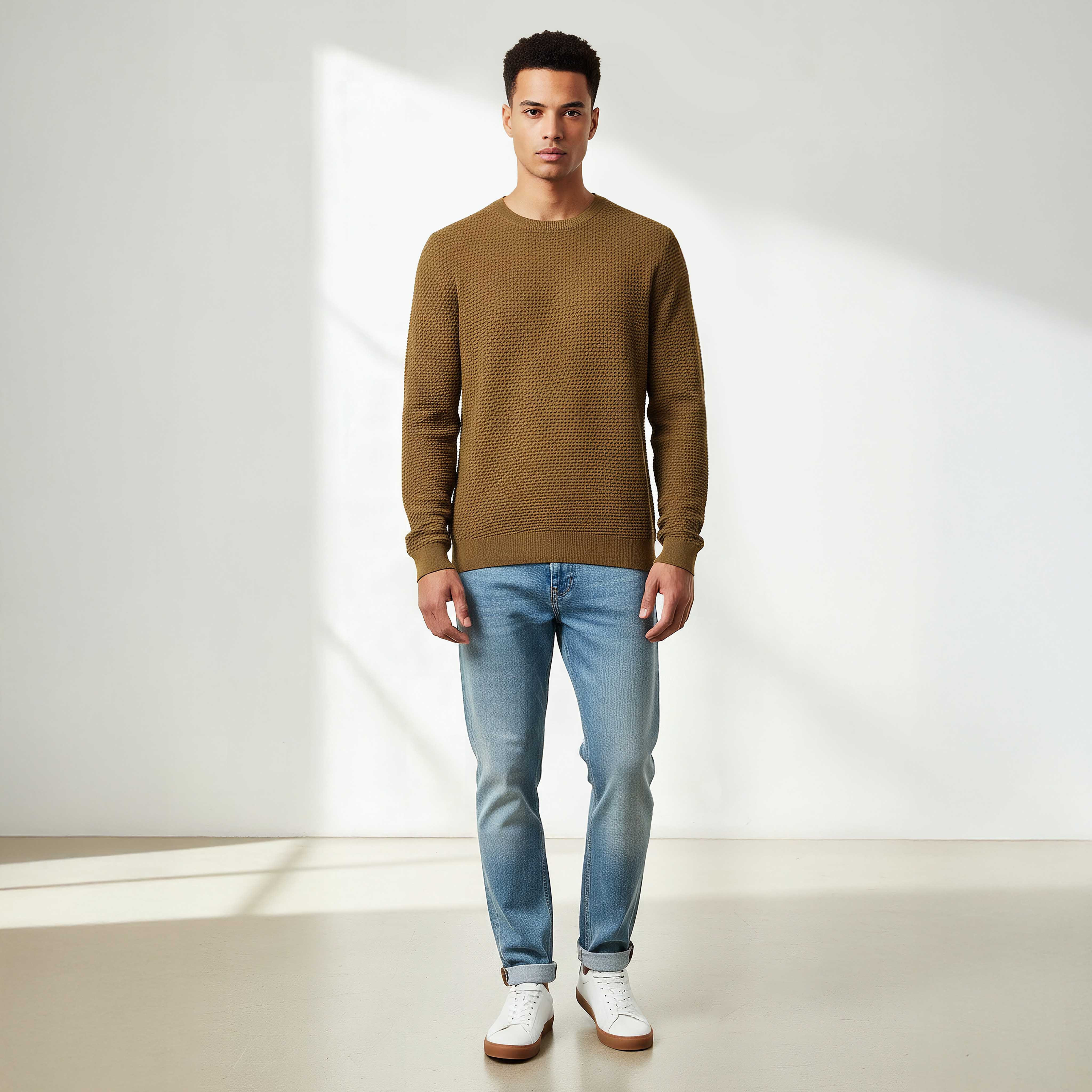 Men Crew Neck Textured Sweater-men-clothing-sweatersandpullovers-image-2