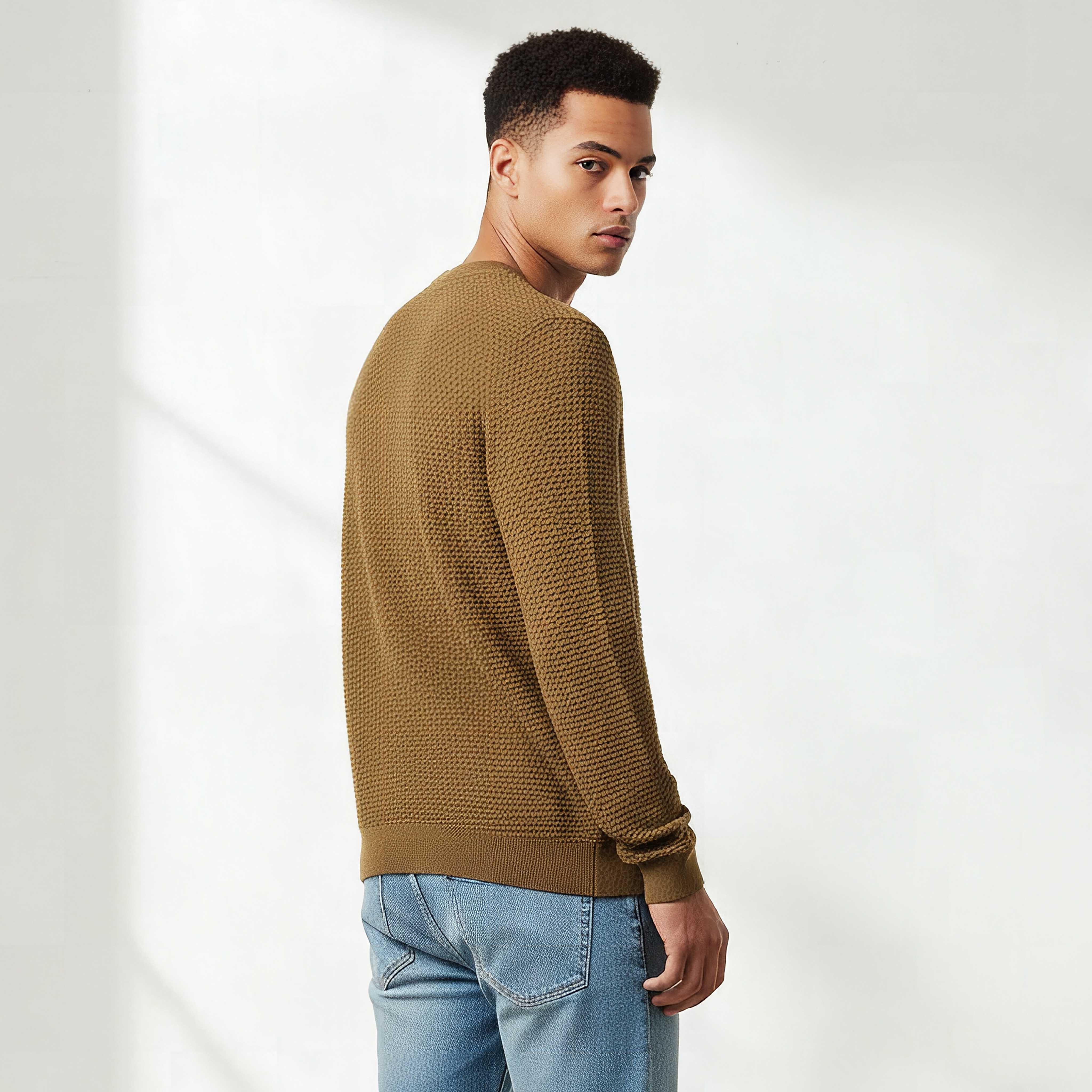Men Crew Neck Textured Sweater-men-clothing-sweatersandpullovers-image-3