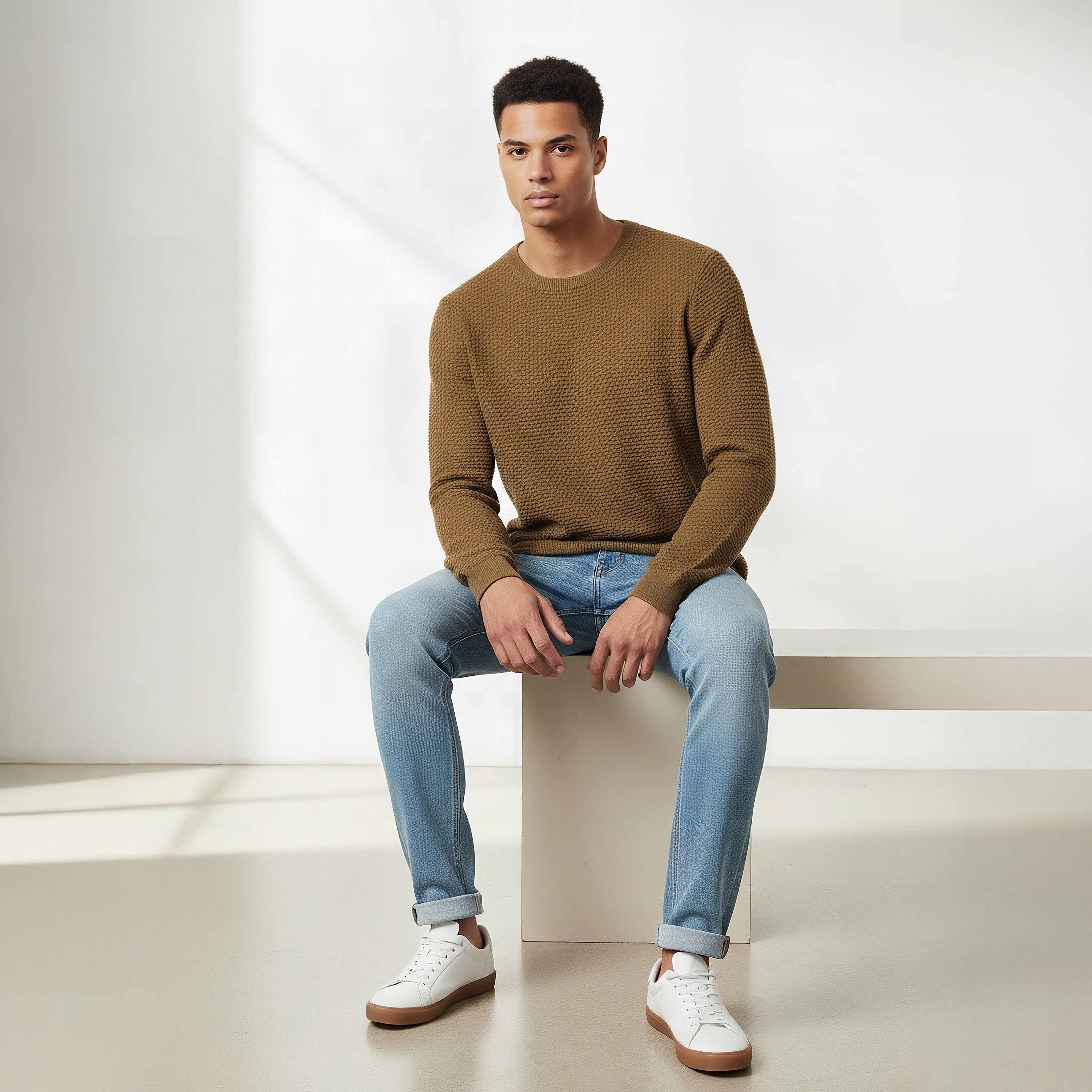 Men Crew Neck Textured Sweater-men-clothing-sweatersandpullovers-image-5