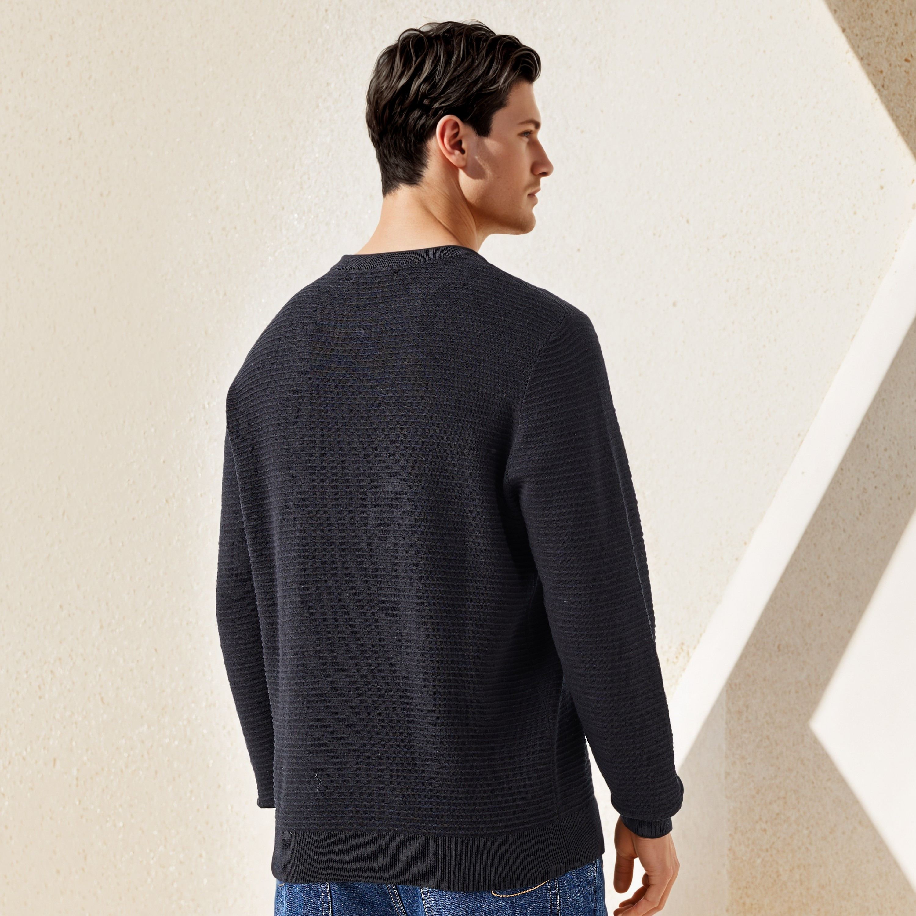 Textured Ottoman Sweater with Crew Neck-men-clothing-sweatersandpullovers-image-3