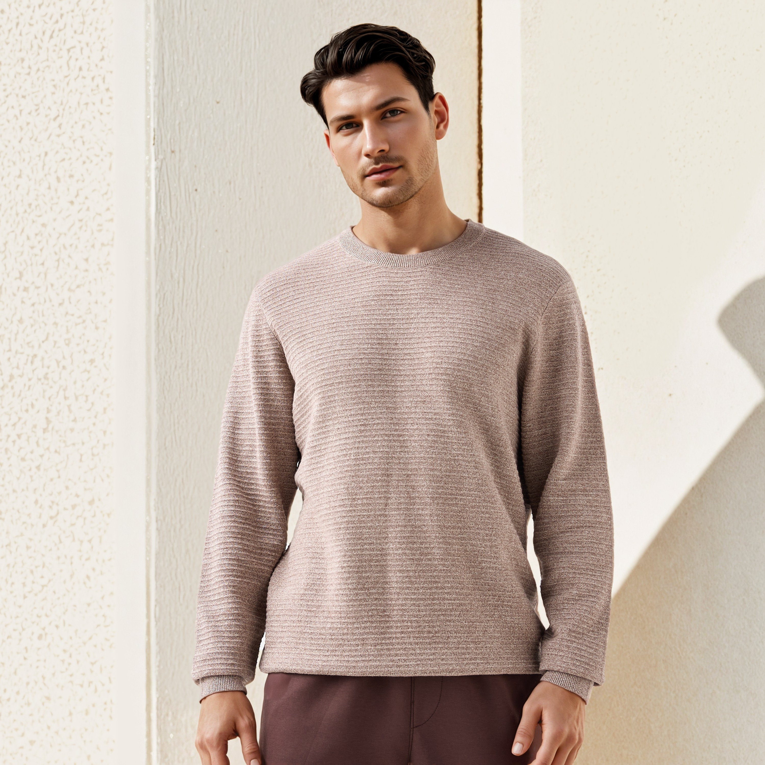 Textured Ottoman Sweater with Crew Neck-men-clothing-sweatersandpullovers-image-21