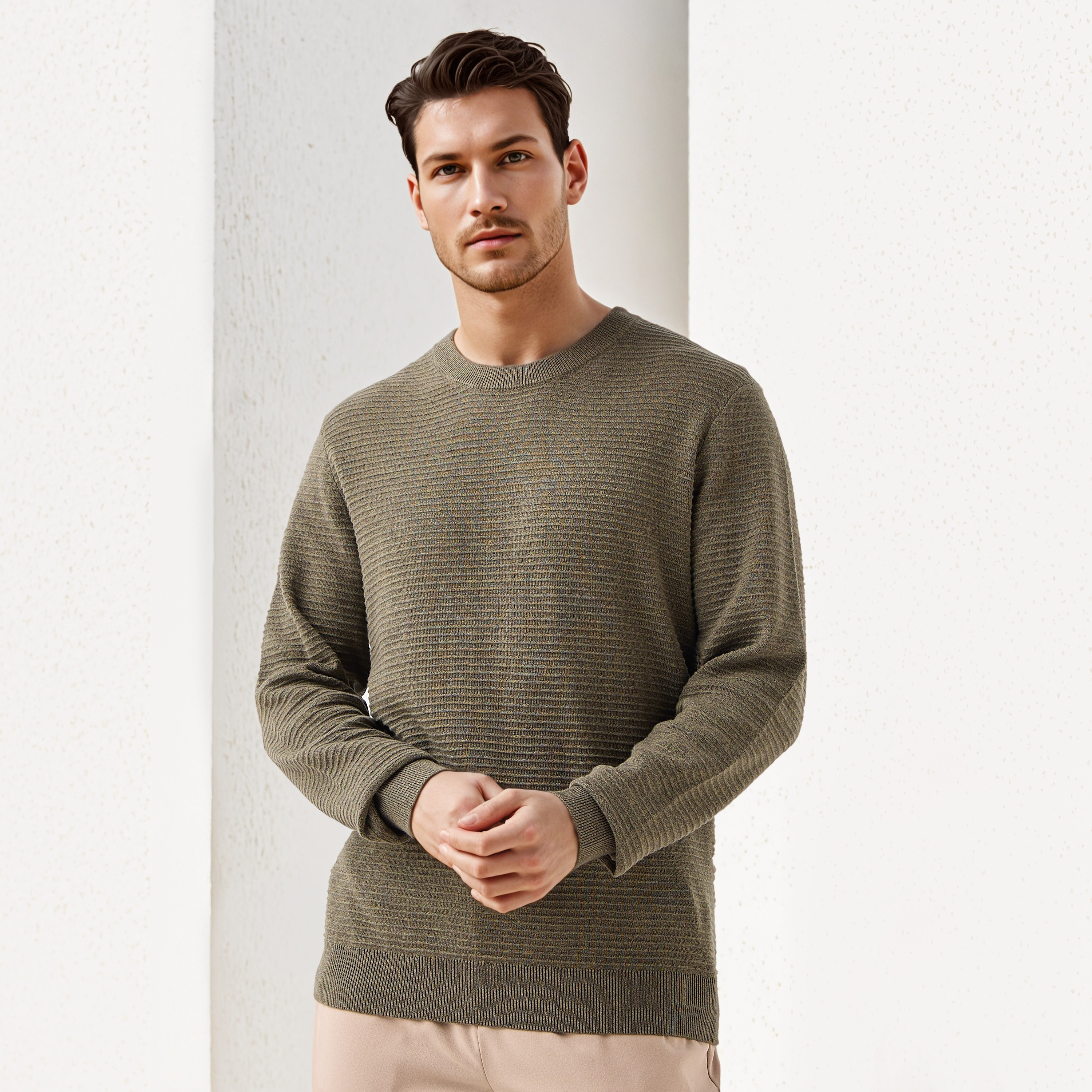 Textured Ottoman Sweater with Crew Neck-men-clothing-sweatersandpullovers-image-4