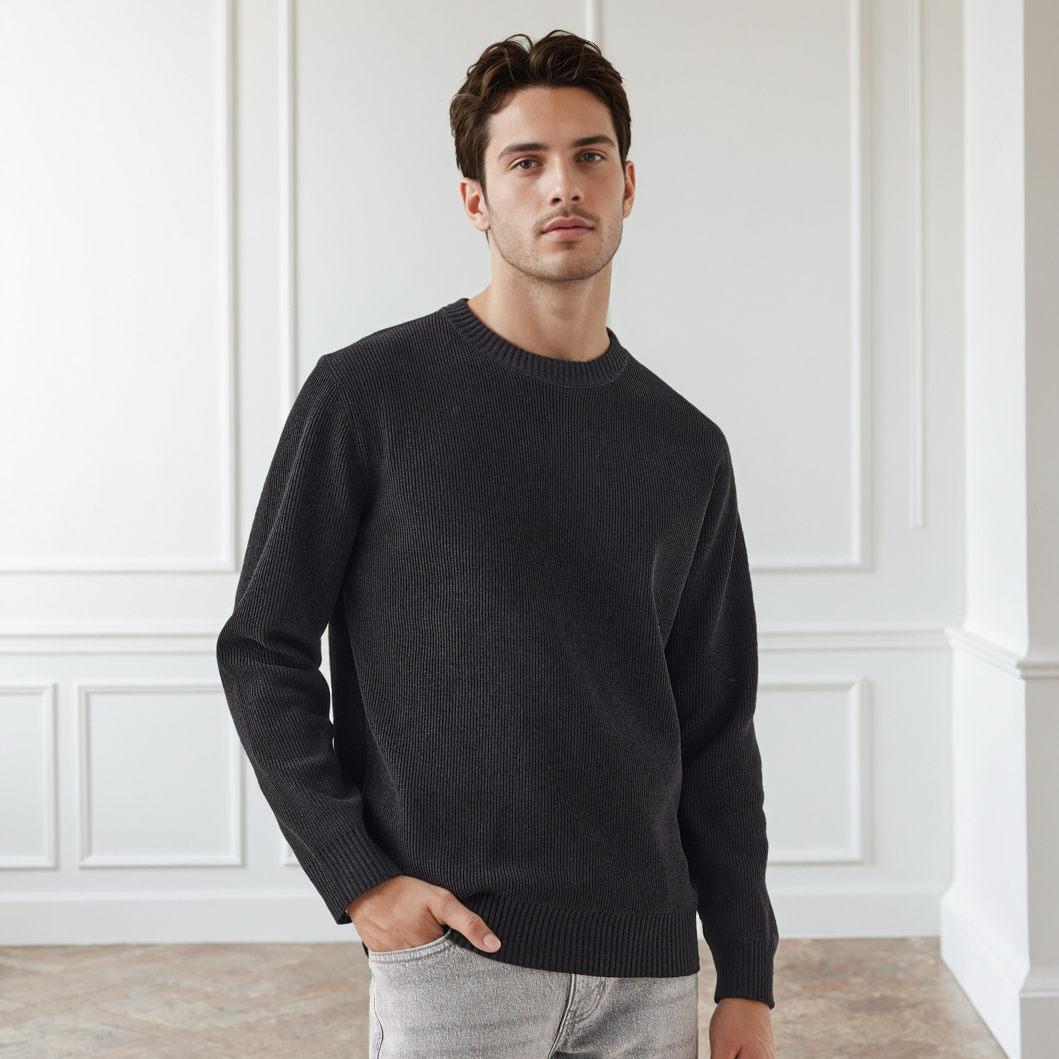 Men's Crew Neck Textured Sweater-men-clothing-sweatersandpullovers-image-1