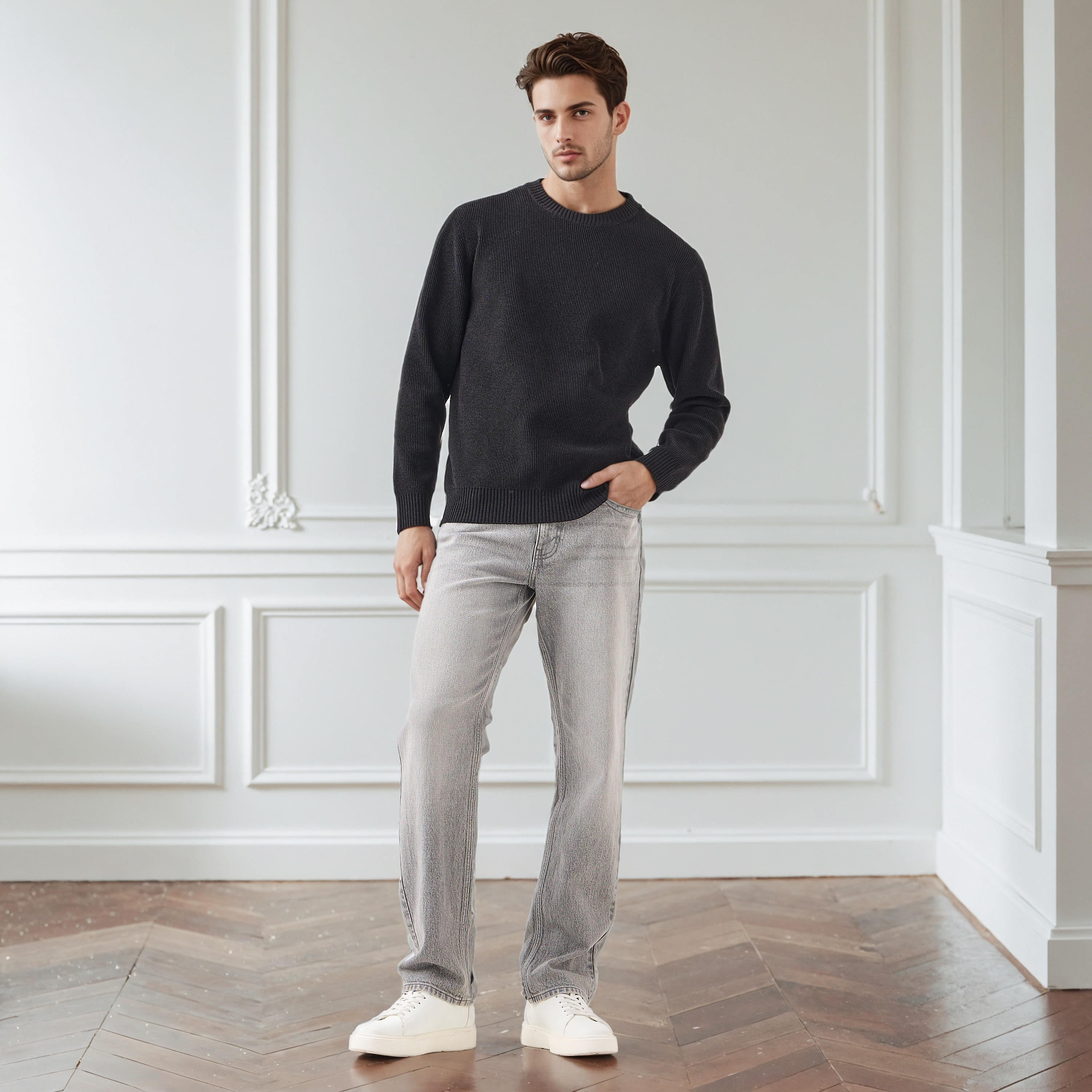Men's Crew Neck Textured Sweater-men-clothing-sweatersandpullovers-image-22