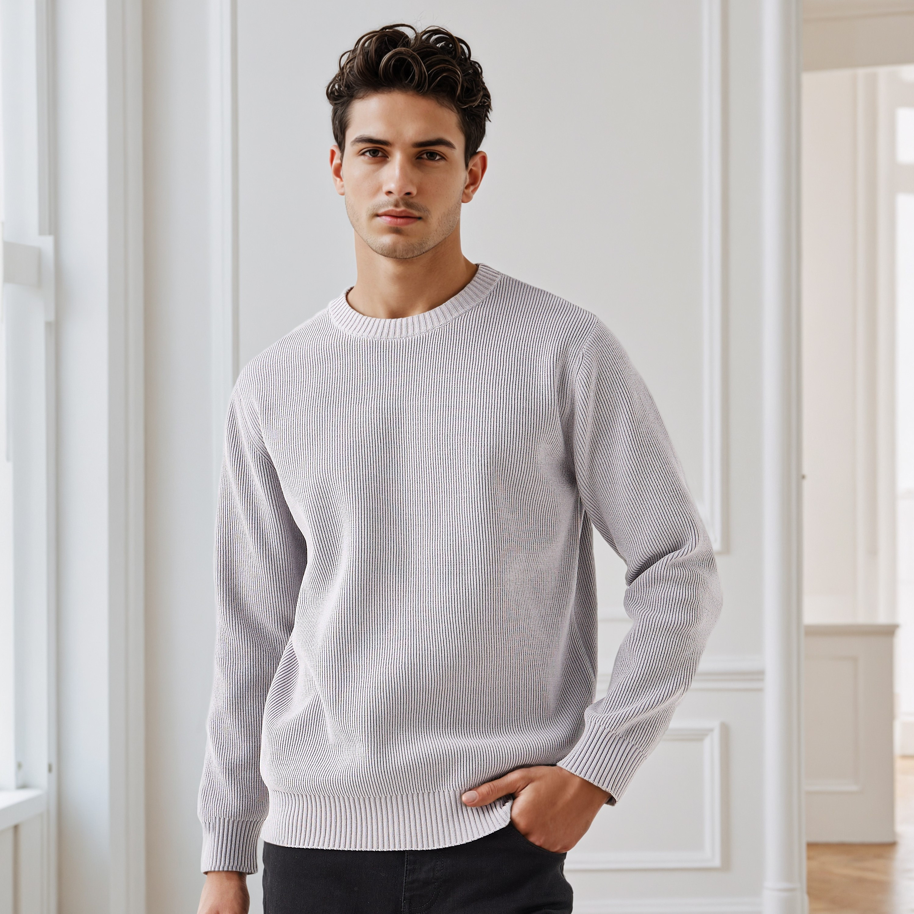 Men's Crew Neck Textured Sweater-men-clothing-sweatersandpullovers-image-1