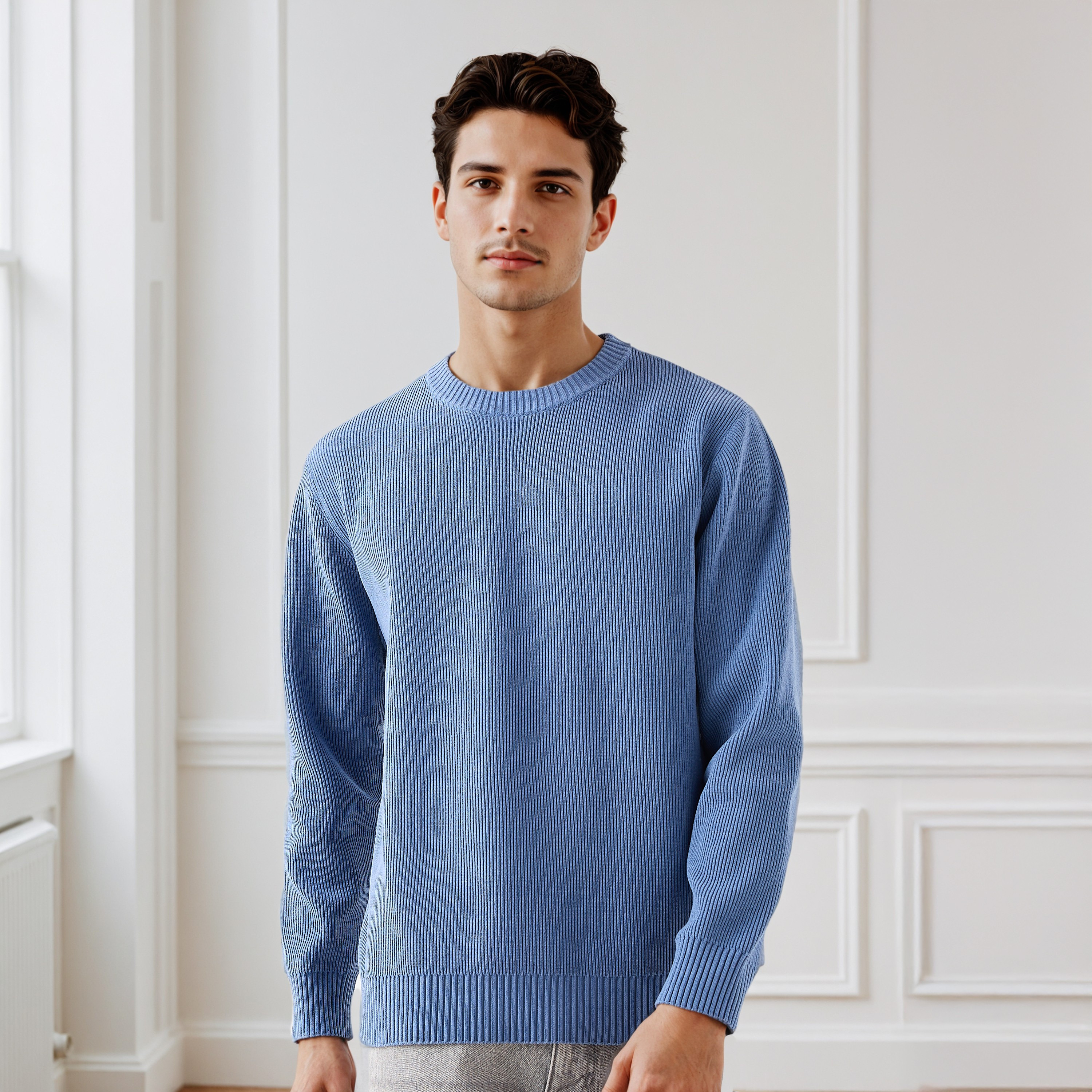 Men's Crew Neck Textured Sweater-men-clothing-sweatersandpullovers-image-1