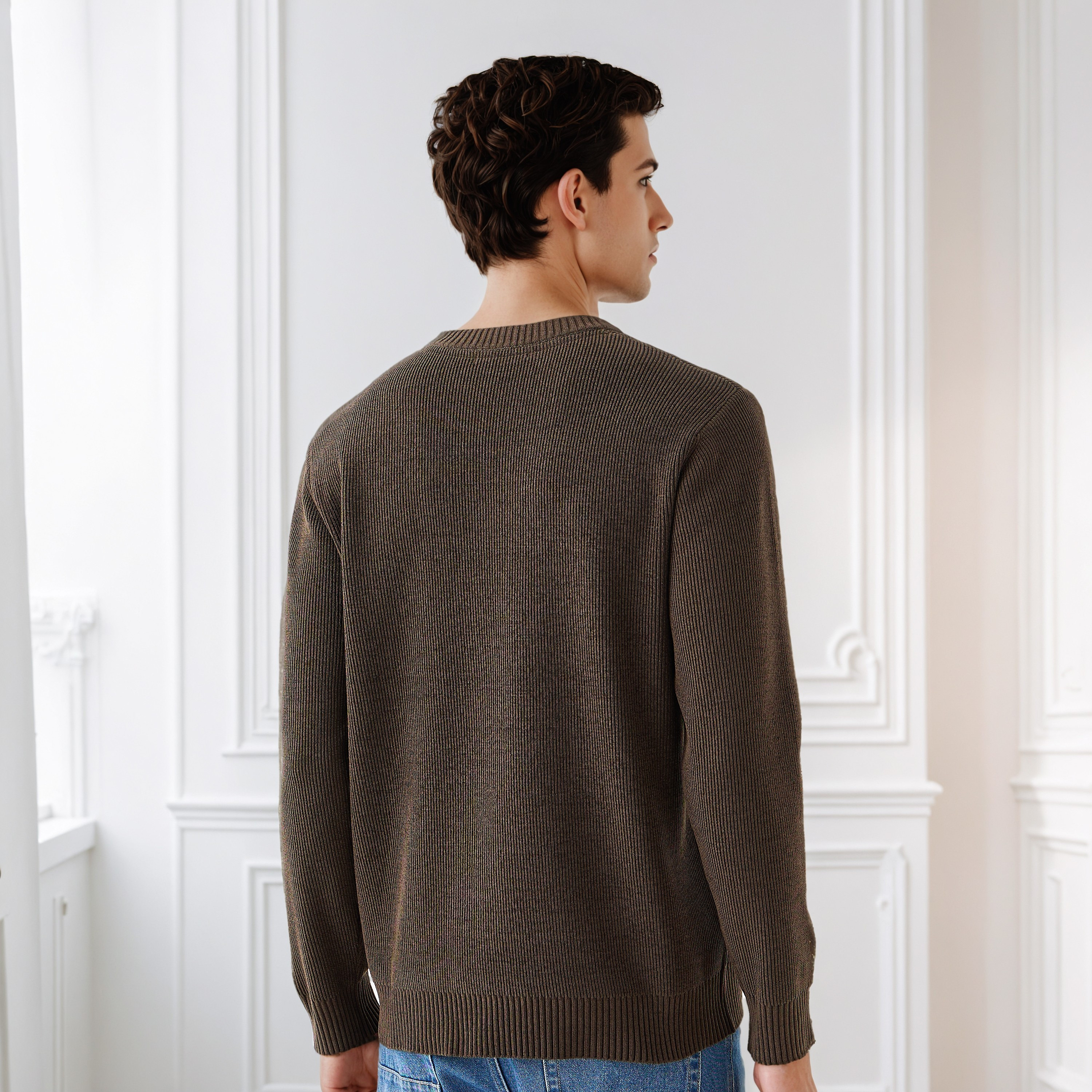 Men's Crew Neck Textured Sweater-men-clothing-sweatersandpullovers-image-4