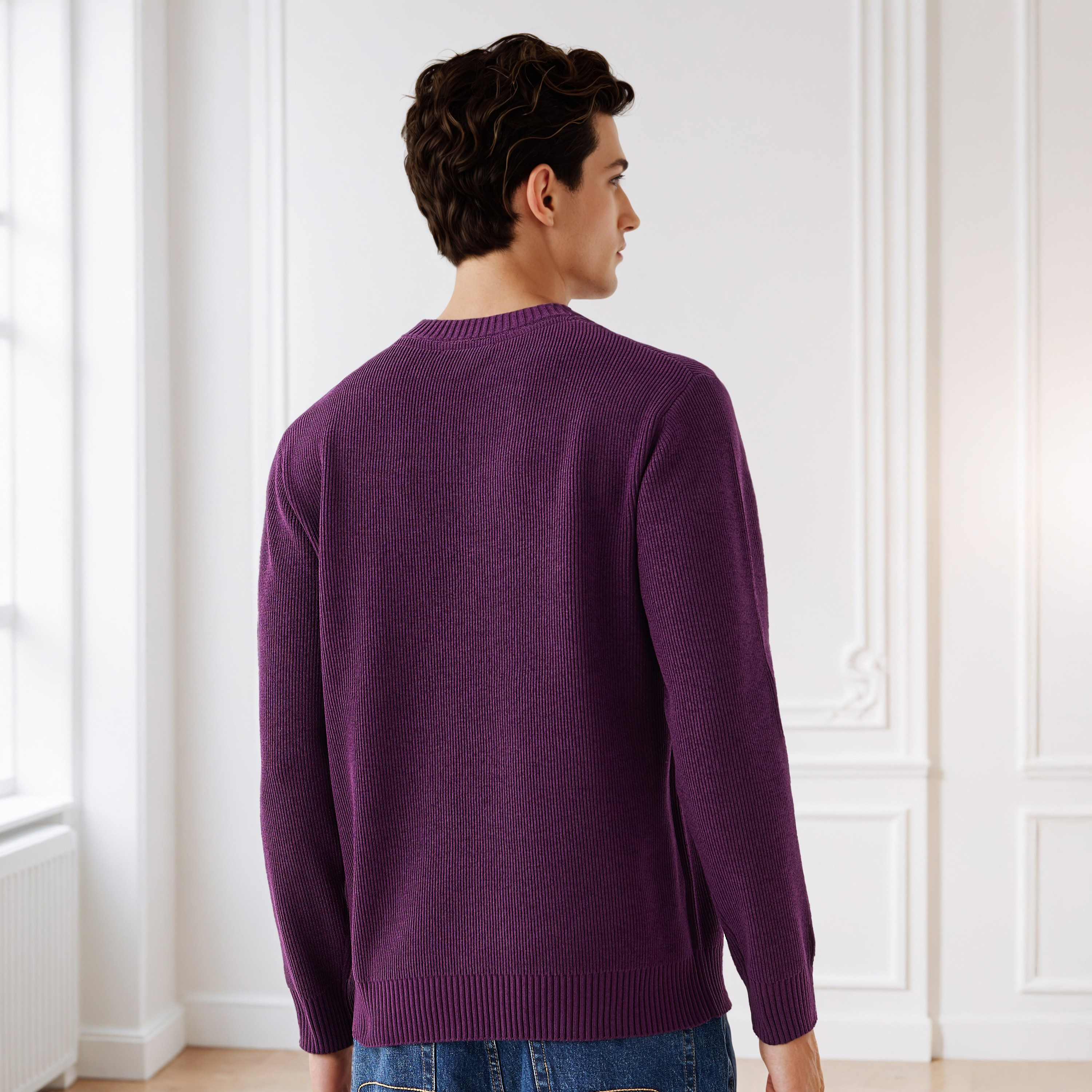 Men's Crew Neck Textured Sweater-men-clothing-sweatersandpullovers-image-4