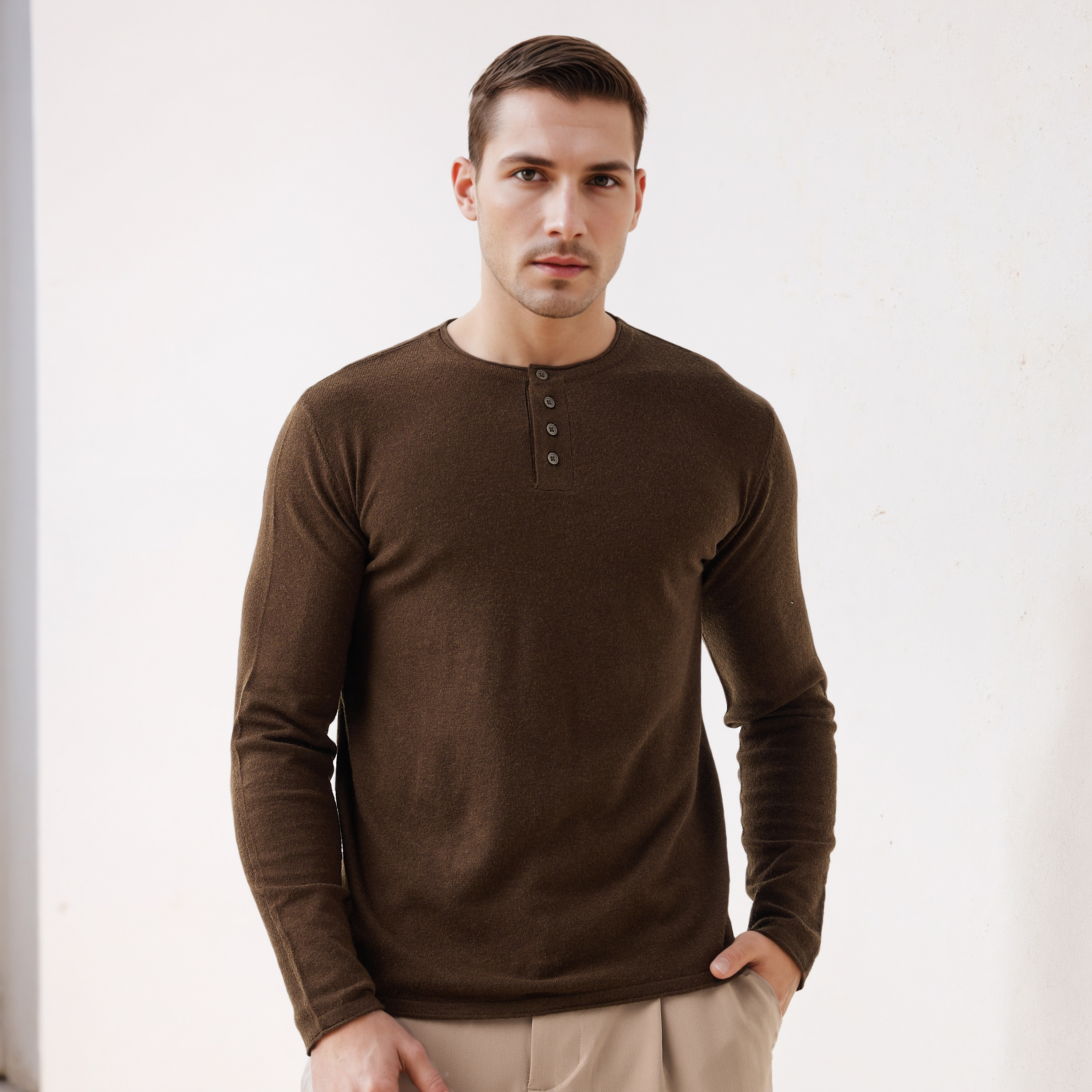 Henley Collar Sweater with Long Sleeves-men-clothing-sweatersandpullovers-image-1