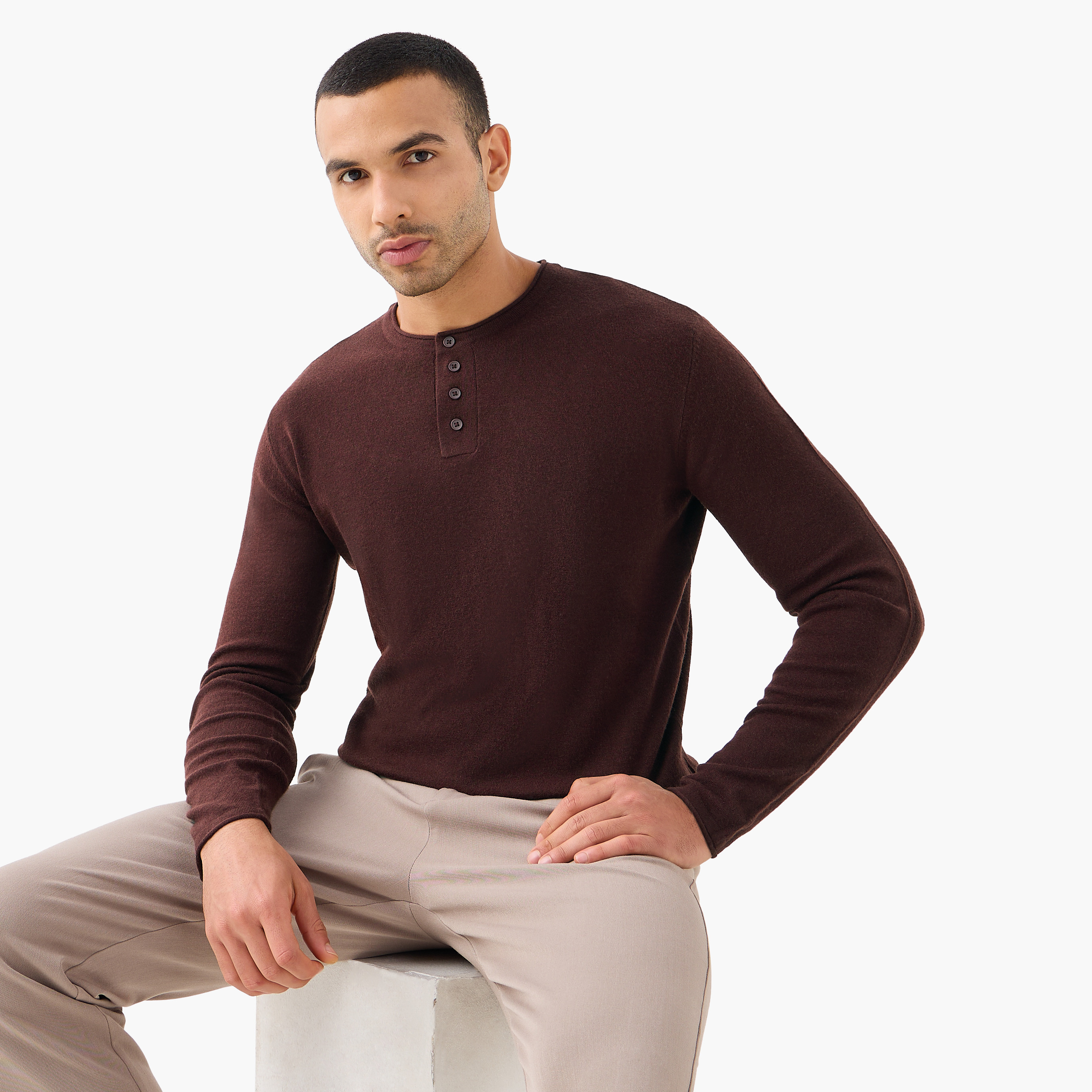 Henley Collar Sweater with Long Sleeves-men-clothing-sweatersandpullovers-image-1