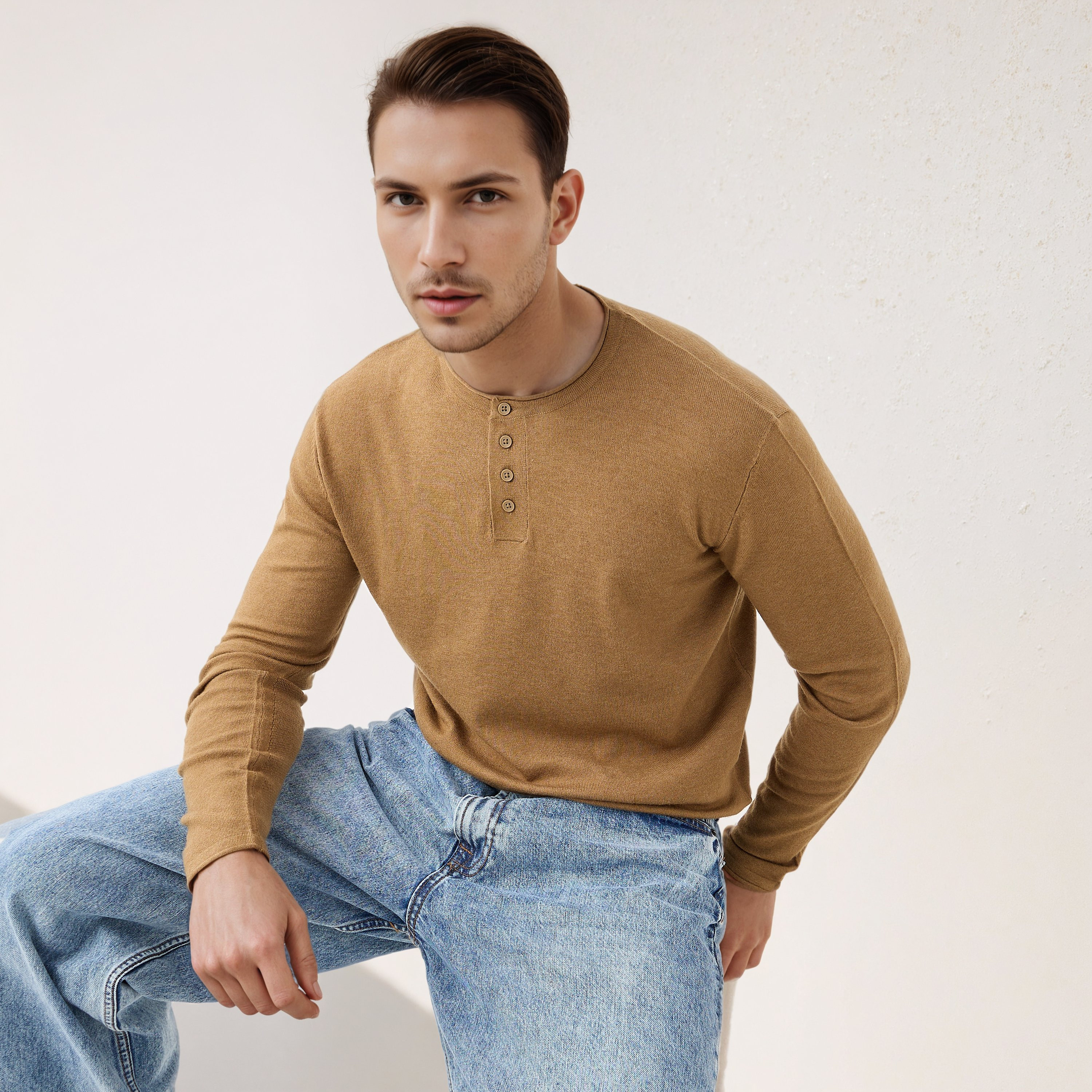 Henley Collar Sweater with Long Sleeves-men-clothing-sweatersandpullovers-image-1