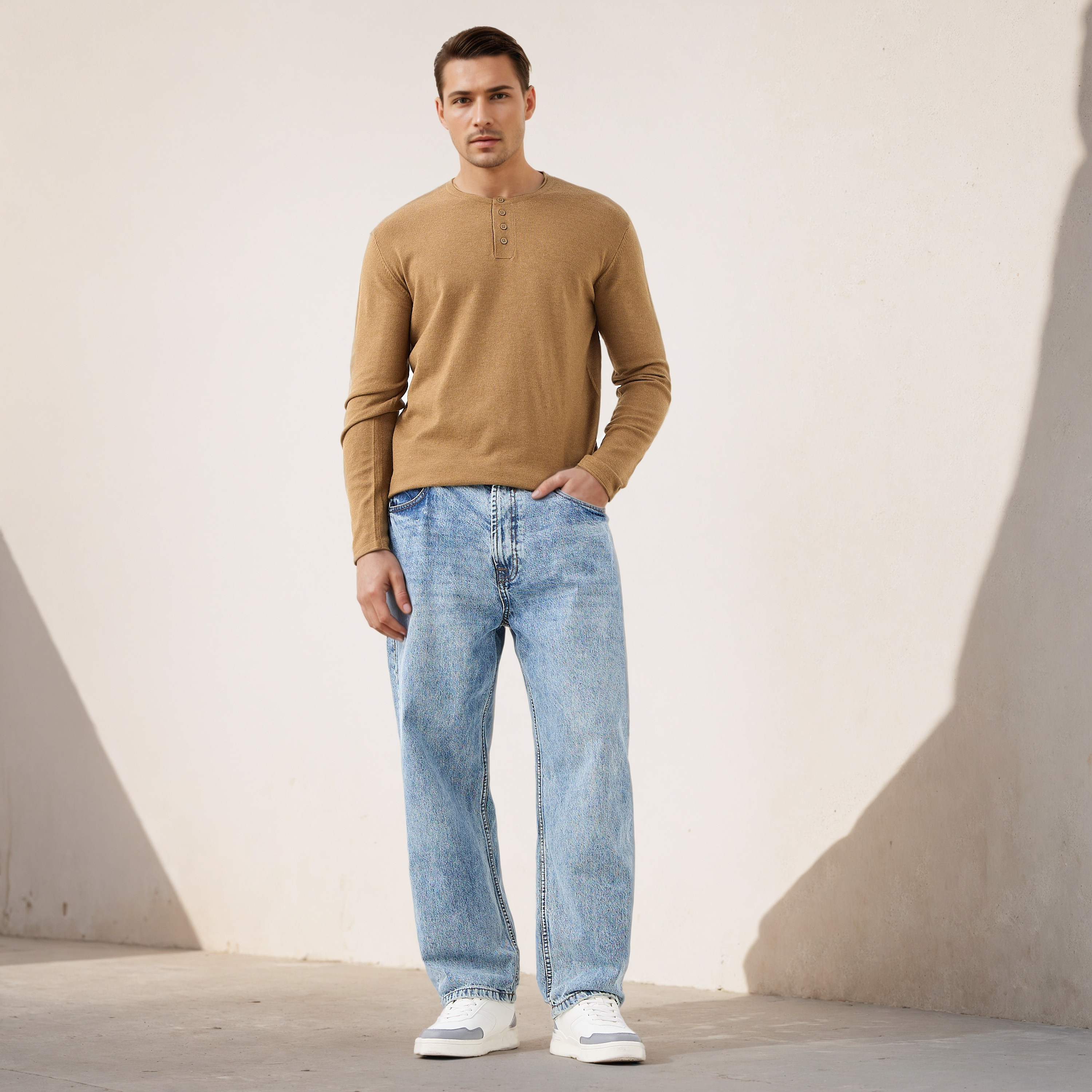 Henley Collar Sweater with Long Sleeves-men-clothing-sweatersandpullovers-image-2