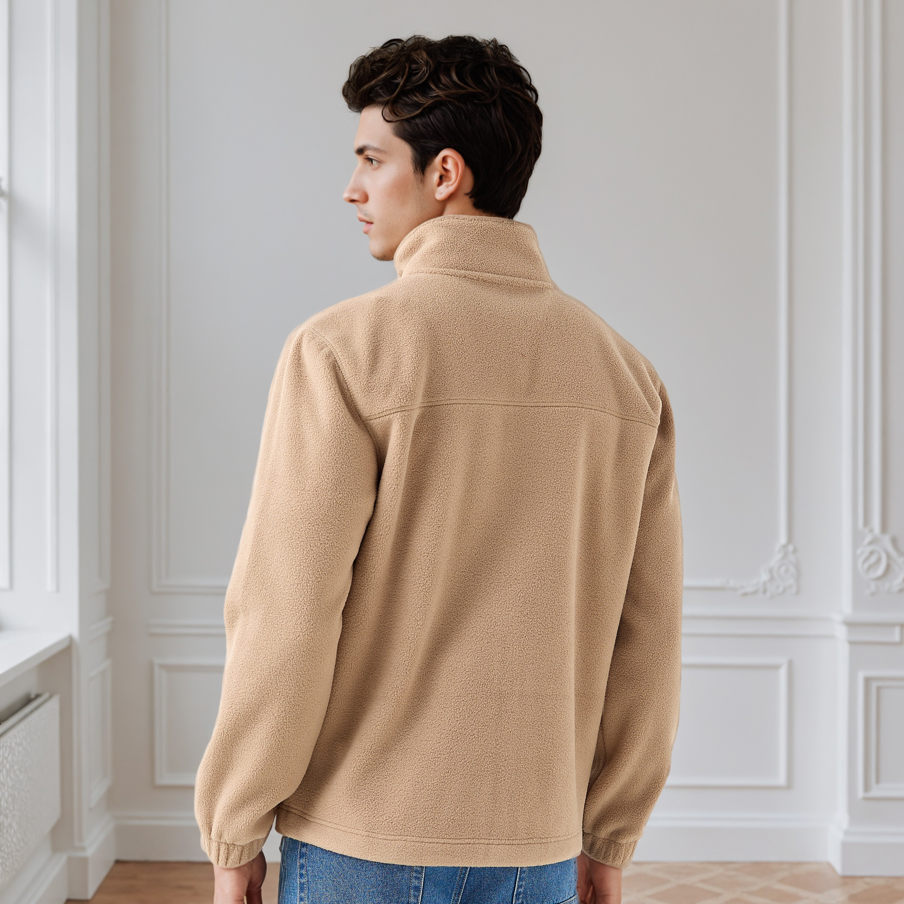 Men Regular Fit High Neck Fleece Jacket-men-clothing-jacketsandblazers-jackets-image-4