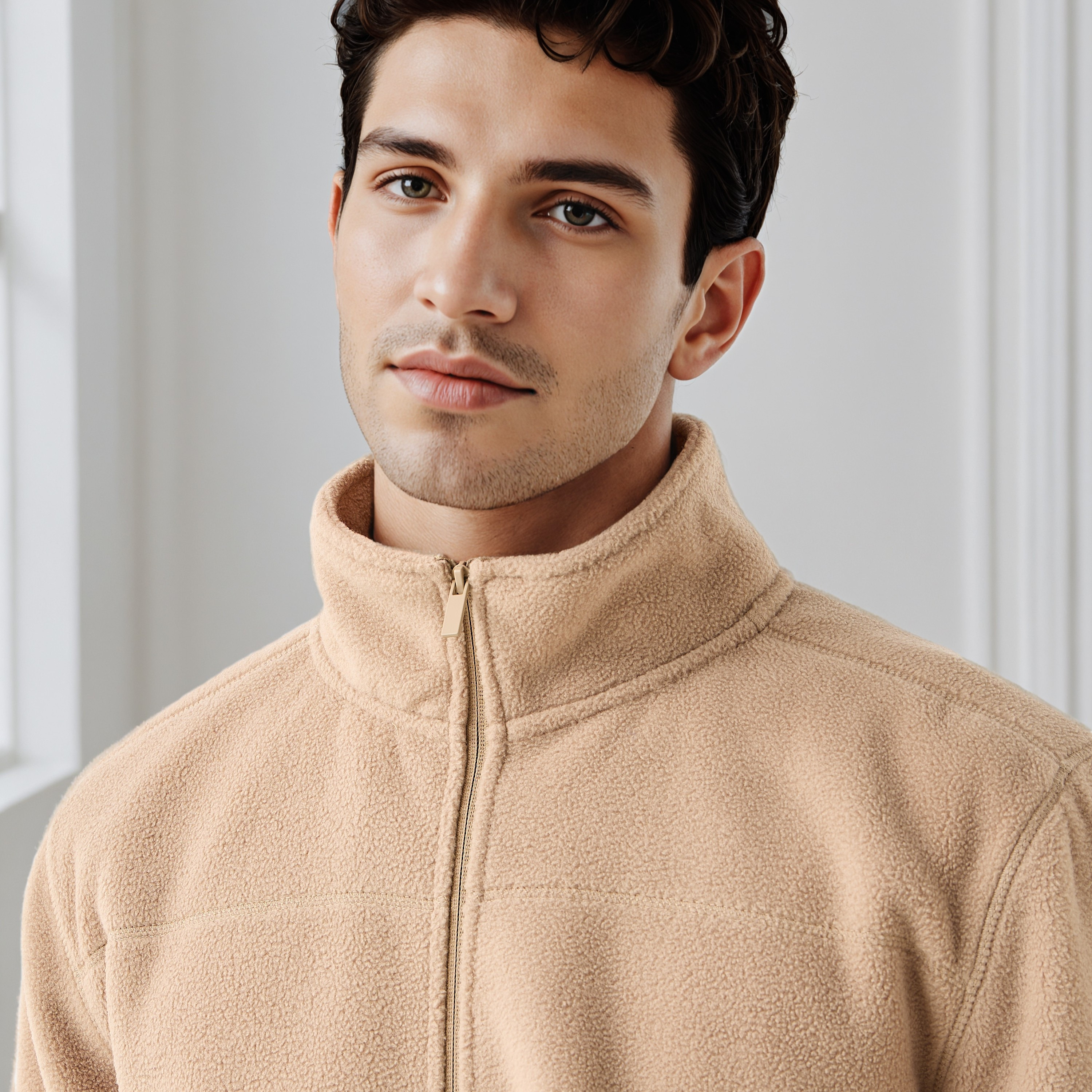 Men Regular Fit High Neck Fleece Jacket-men-clothing-jacketsandblazers-jackets-image-5