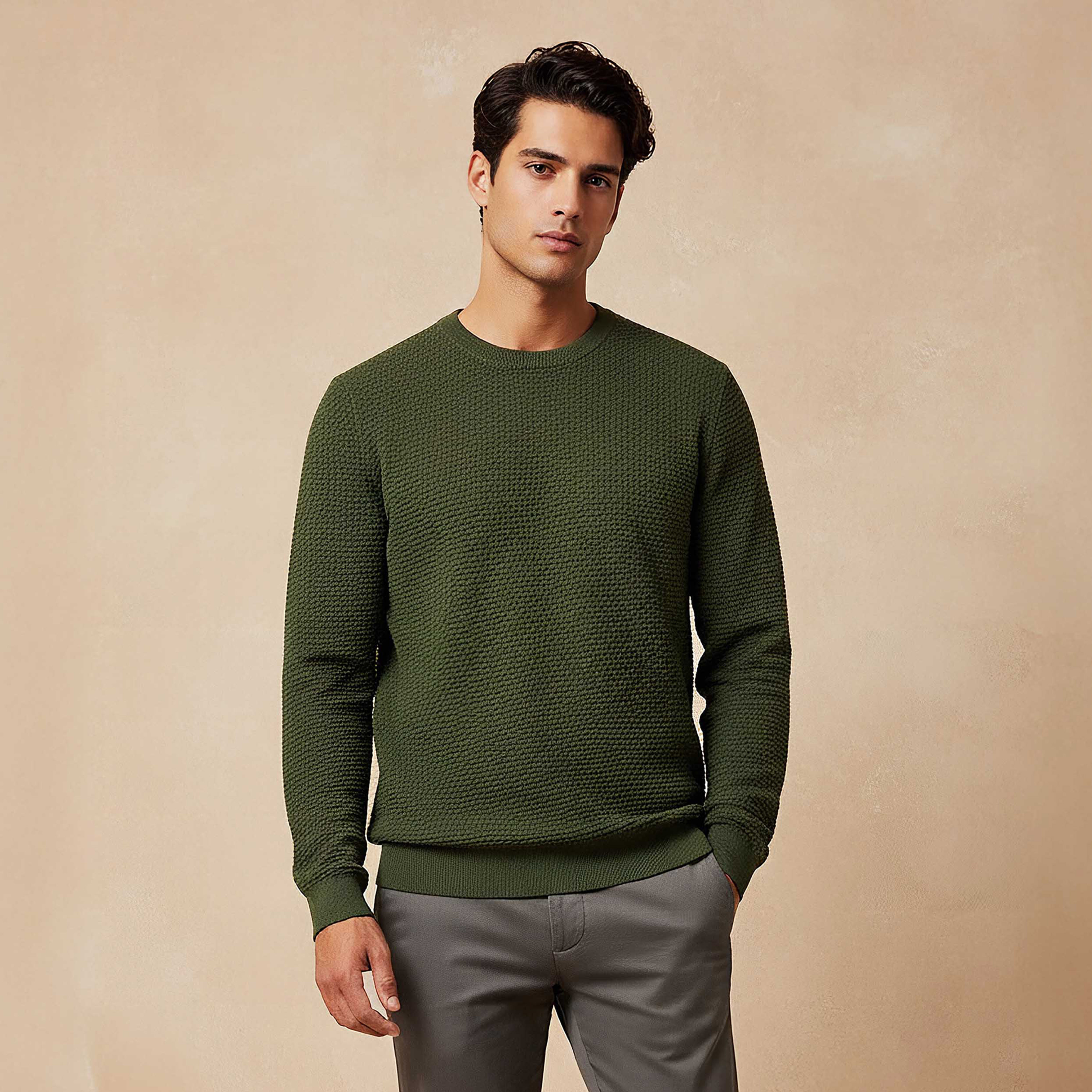 Men Crew Neck Textured Sweater-men-clothing-sweatersandpullovers-image-1