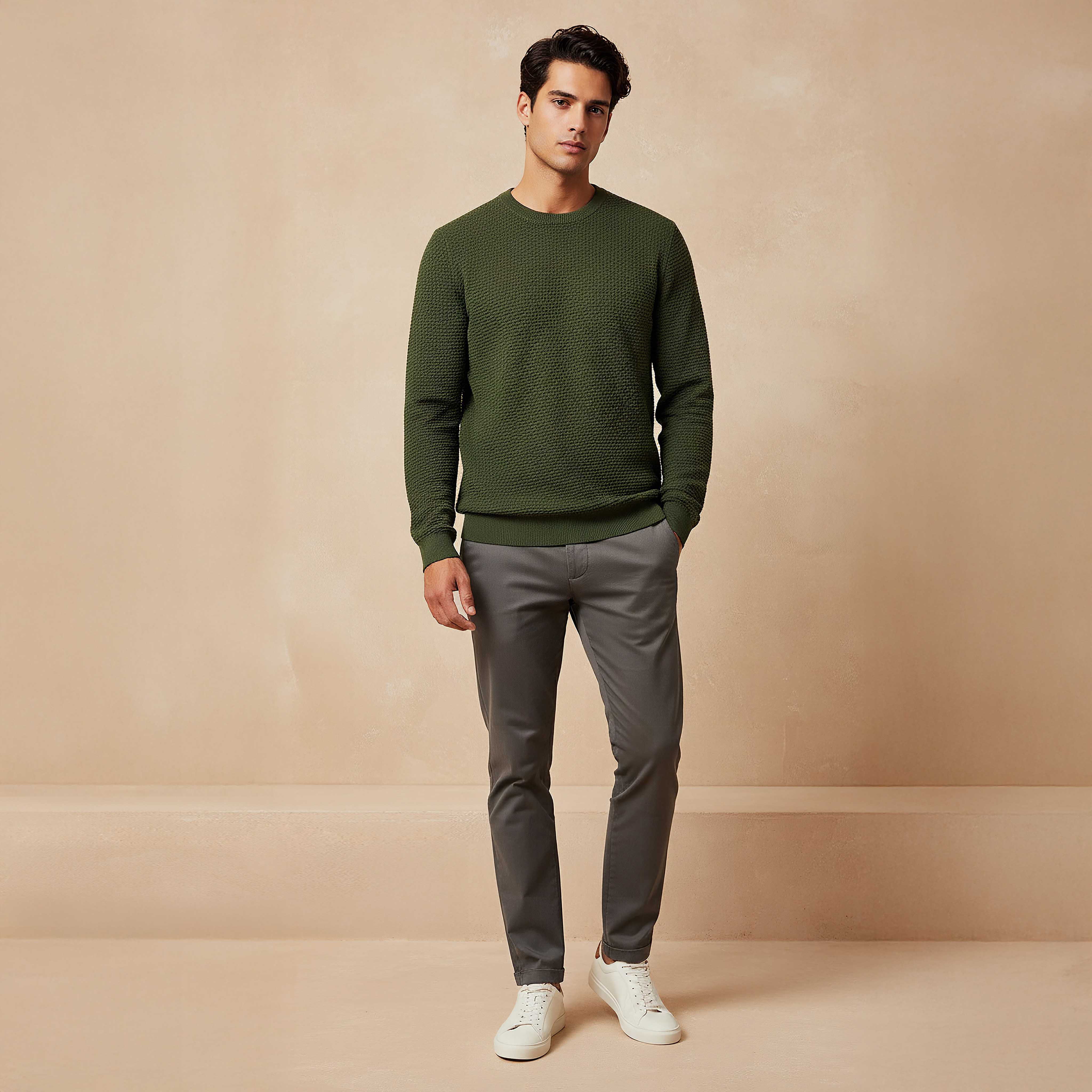 Men Crew Neck Textured Sweater-men-clothing-sweatersandpullovers-image-2