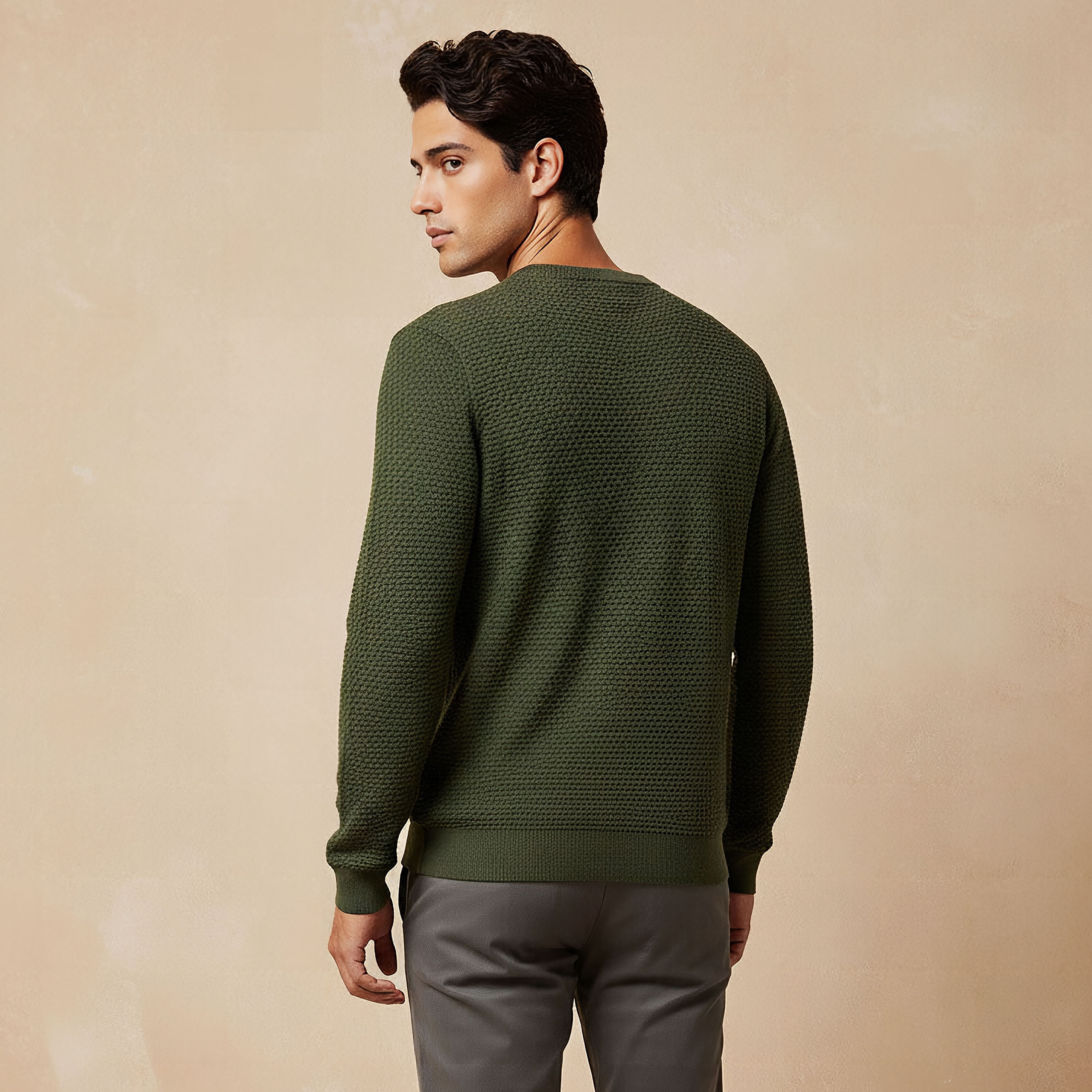 Men Crew Neck Textured Sweater-men-clothing-sweatersandpullovers-image-3