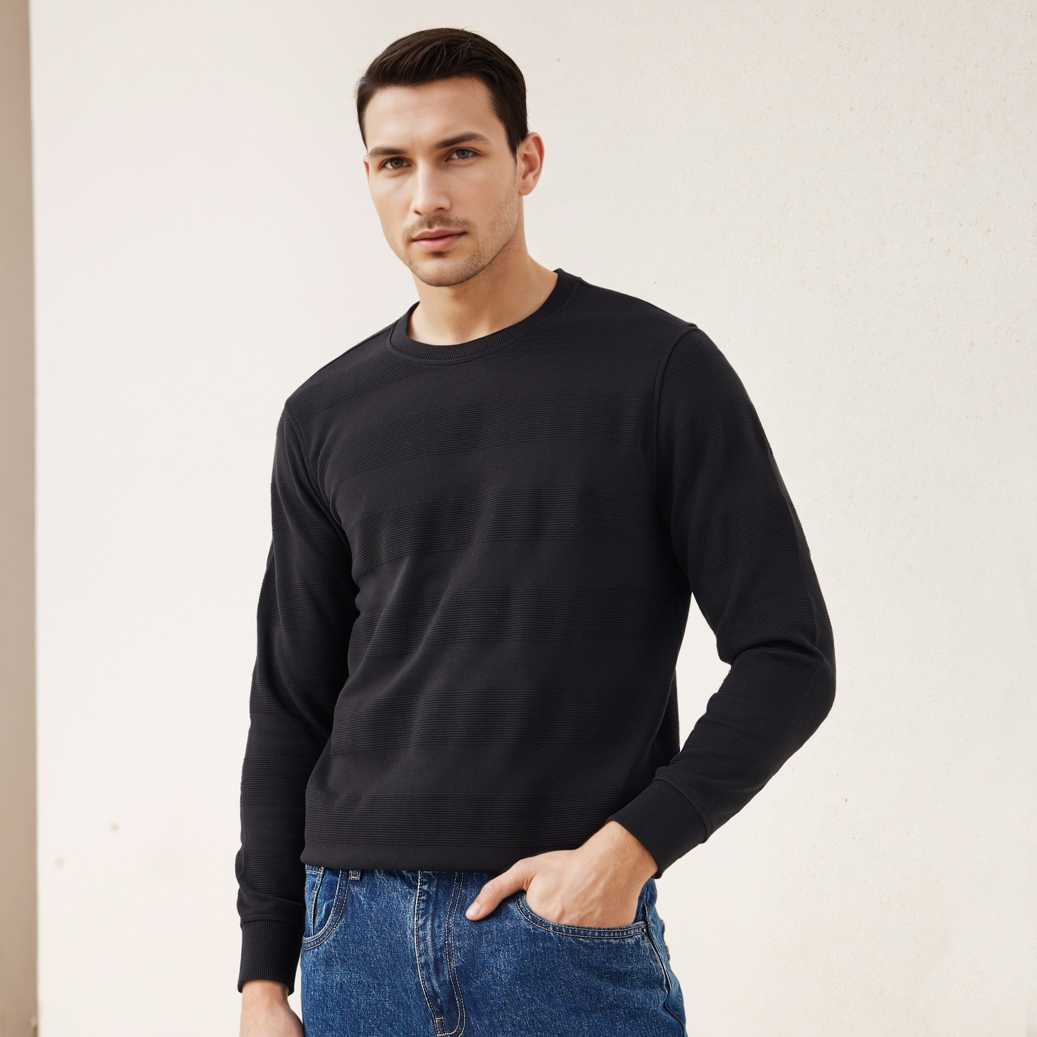Ottoman Textured Sweatshirt-men-winterwear-hoodiesandsweatshirts-image-1