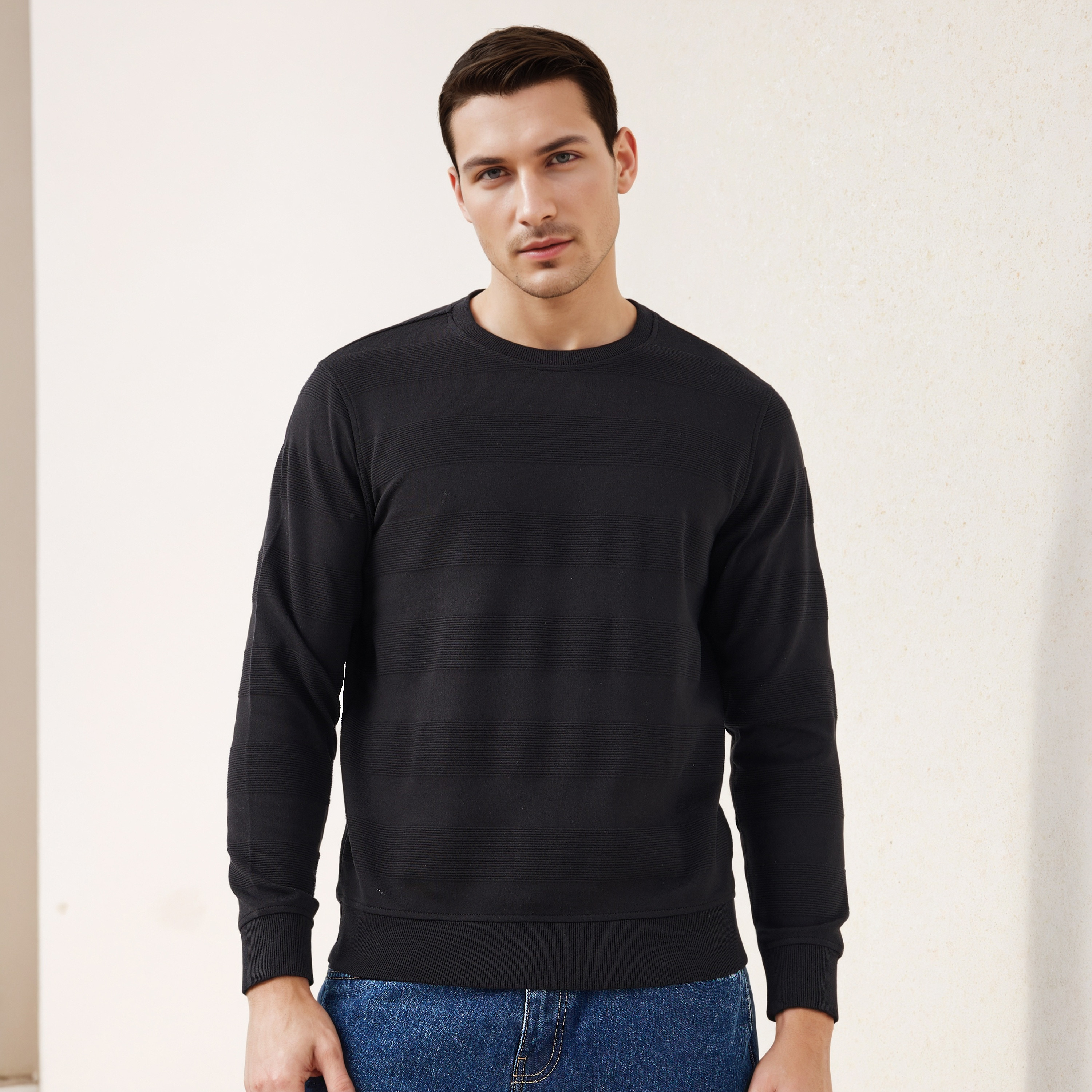 Ottoman Textured Sweatshirt-men-winterwear-hoodiesandsweatshirts-image-3