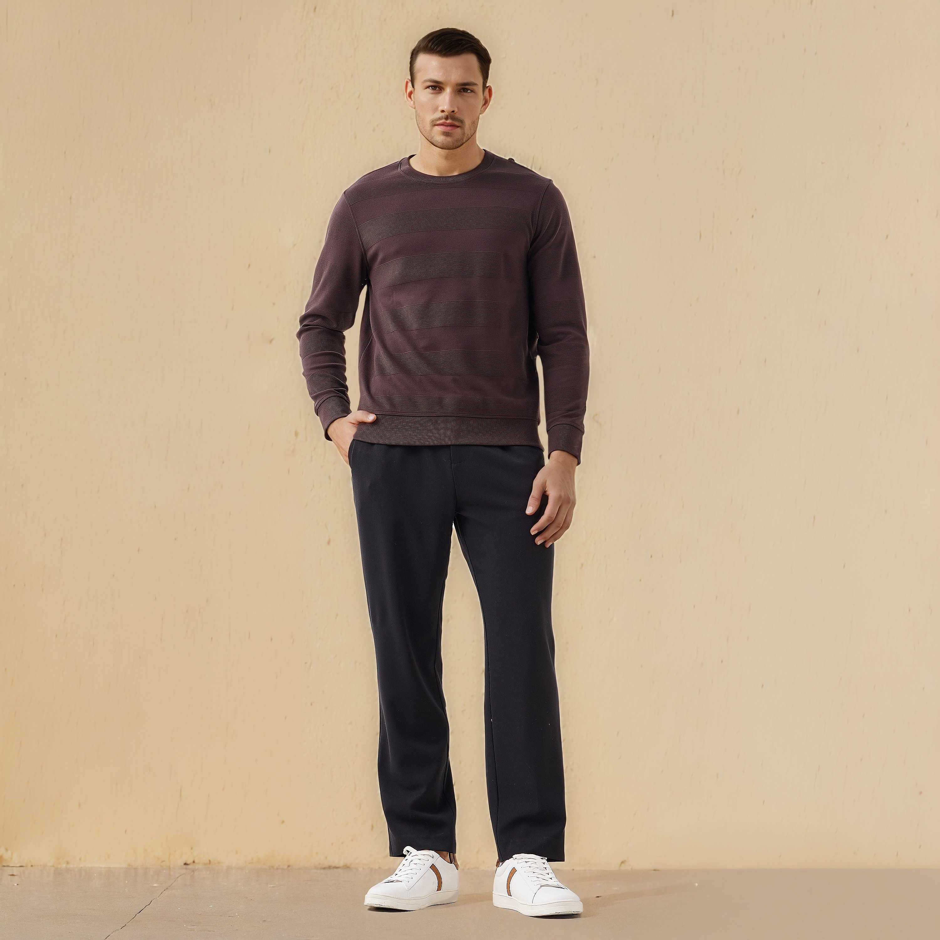 Ottoman Textured Sweatshirt-men-winterwear-hoodiesandsweatshirts-image-2
