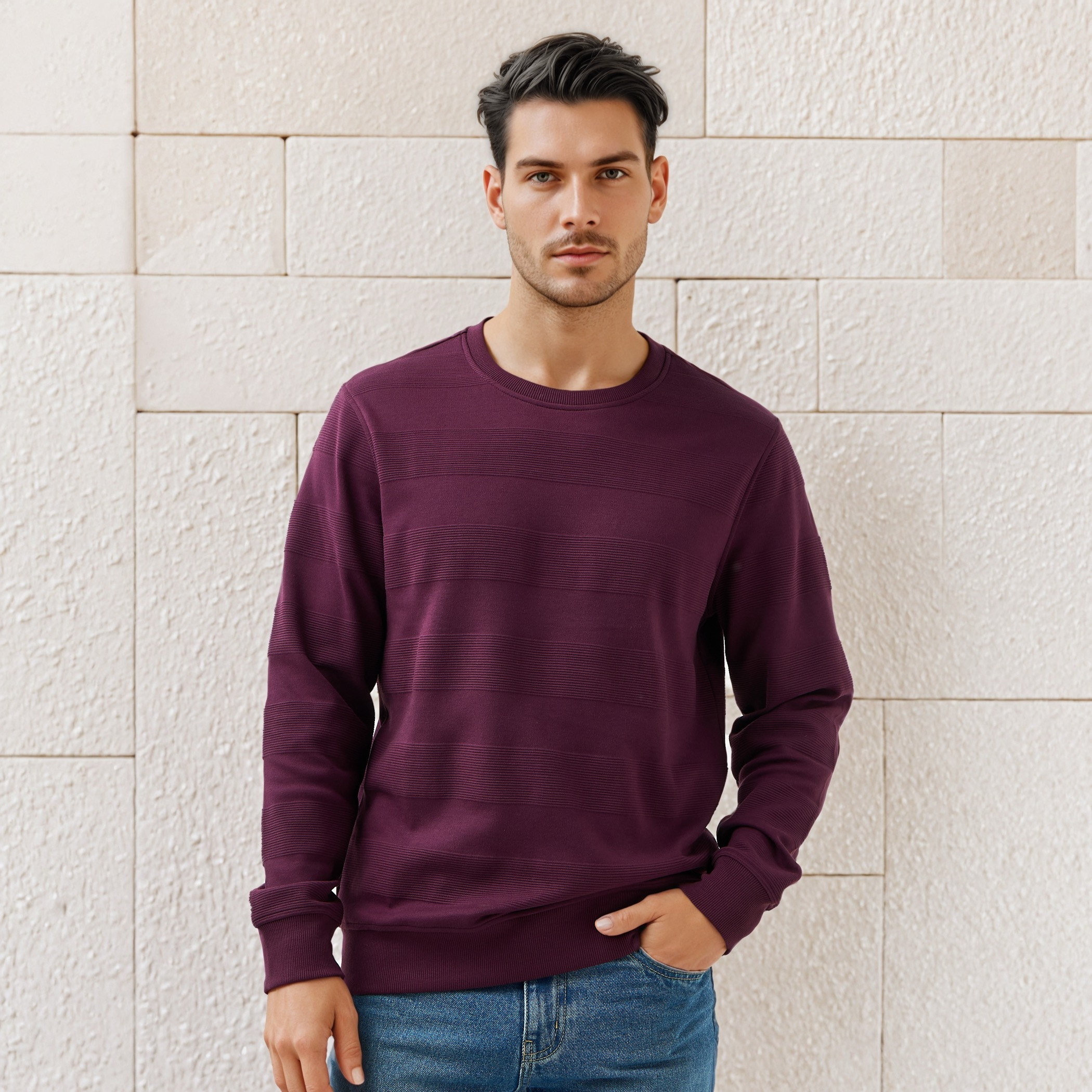 Ottoman Textured Sweatshirt-men-winterwear-hoodiesandsweatshirts-image-1