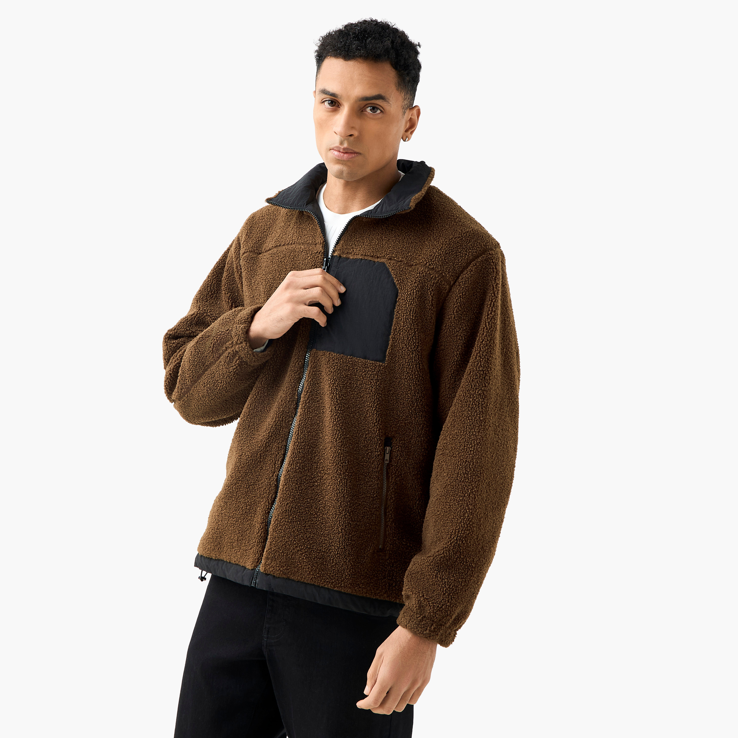 Men Regular Fit Reversible Fleece Jacket-men-clothing-jacketsandblazers-jackets-image-1