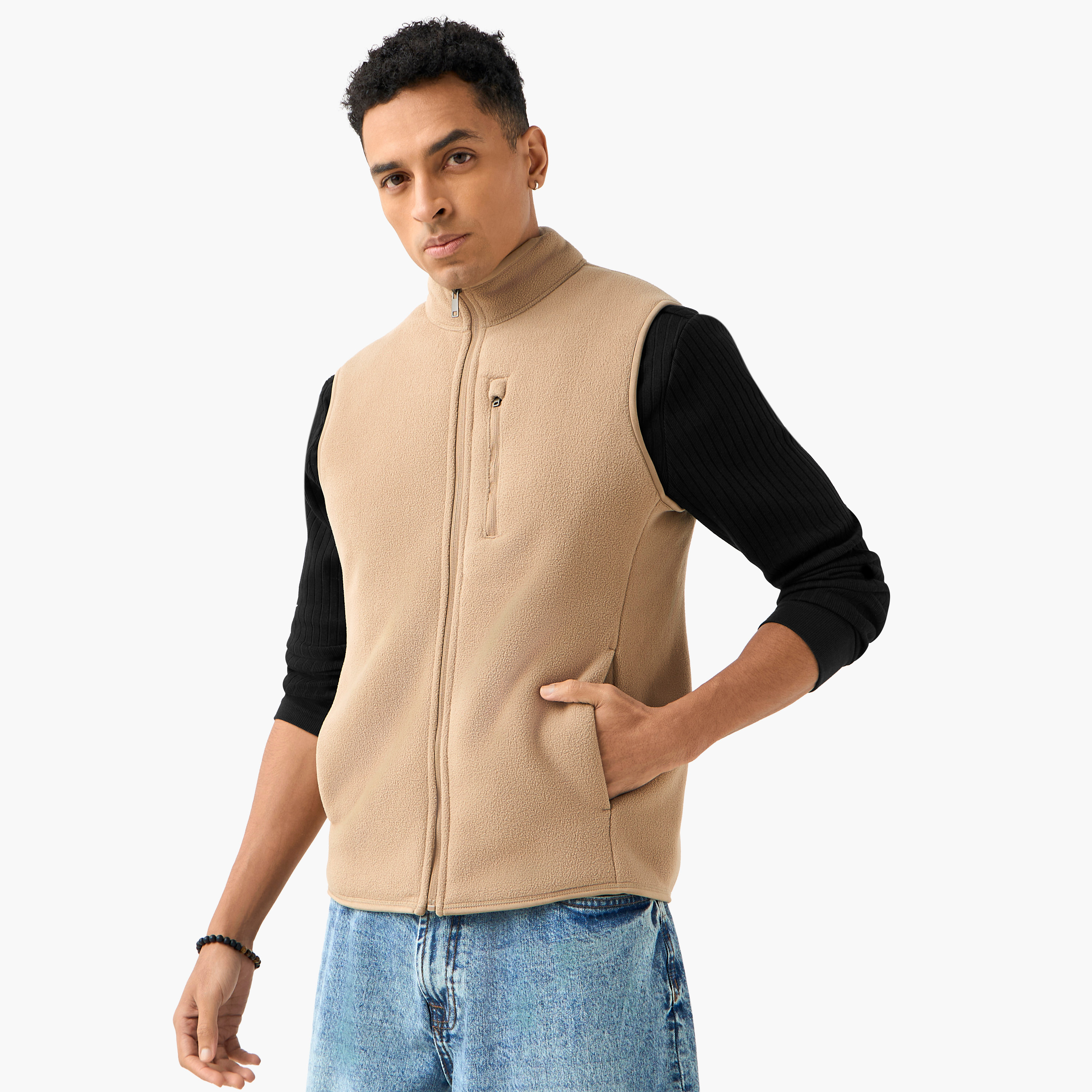 Men Regular Fit High Neck Sleeveless Jacket-men-clothing-jacketsandblazers-jackets-image-1