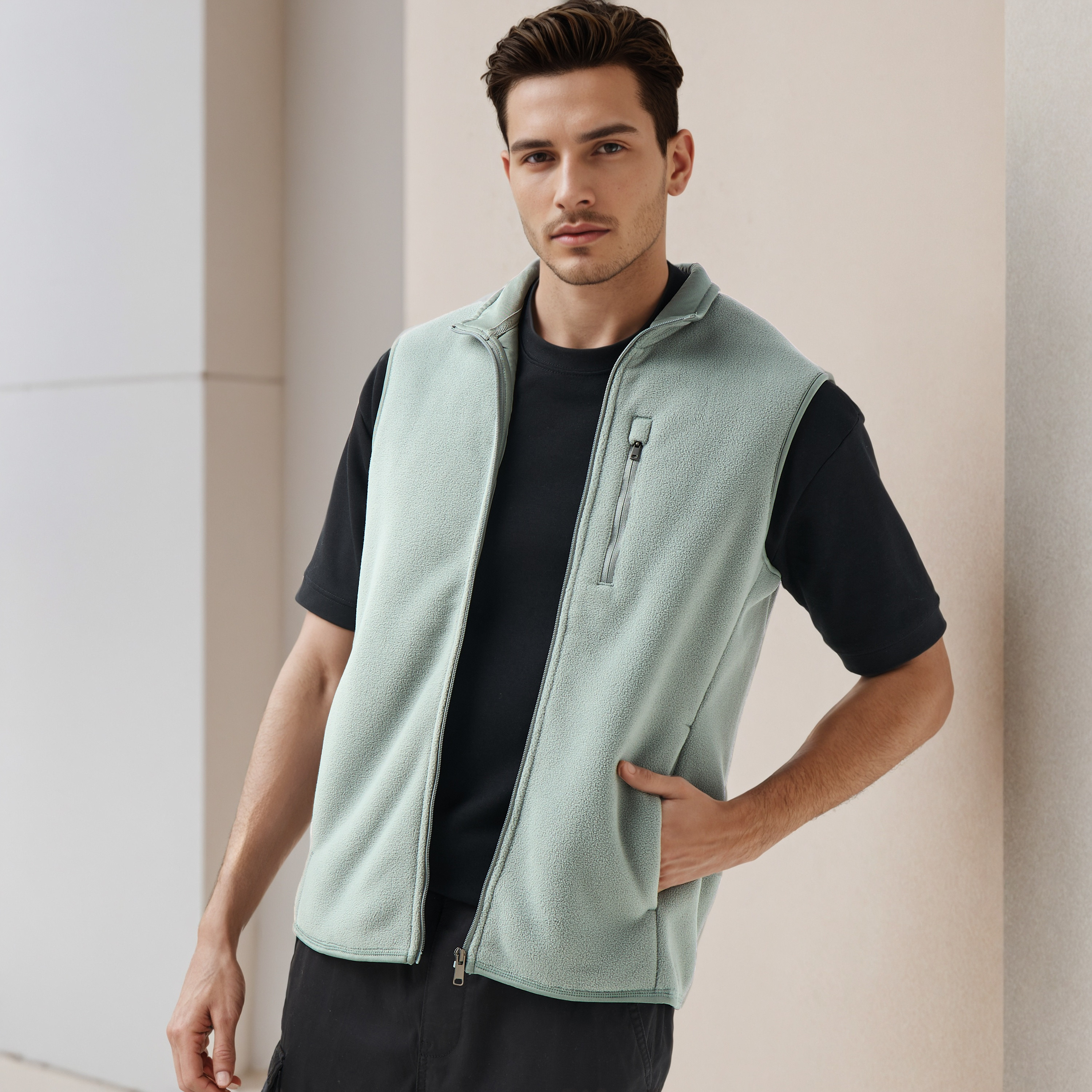 Men Regular Fit High Neck Sleeveless Jacket-men-clothing-jacketsandblazers-jackets-image-1