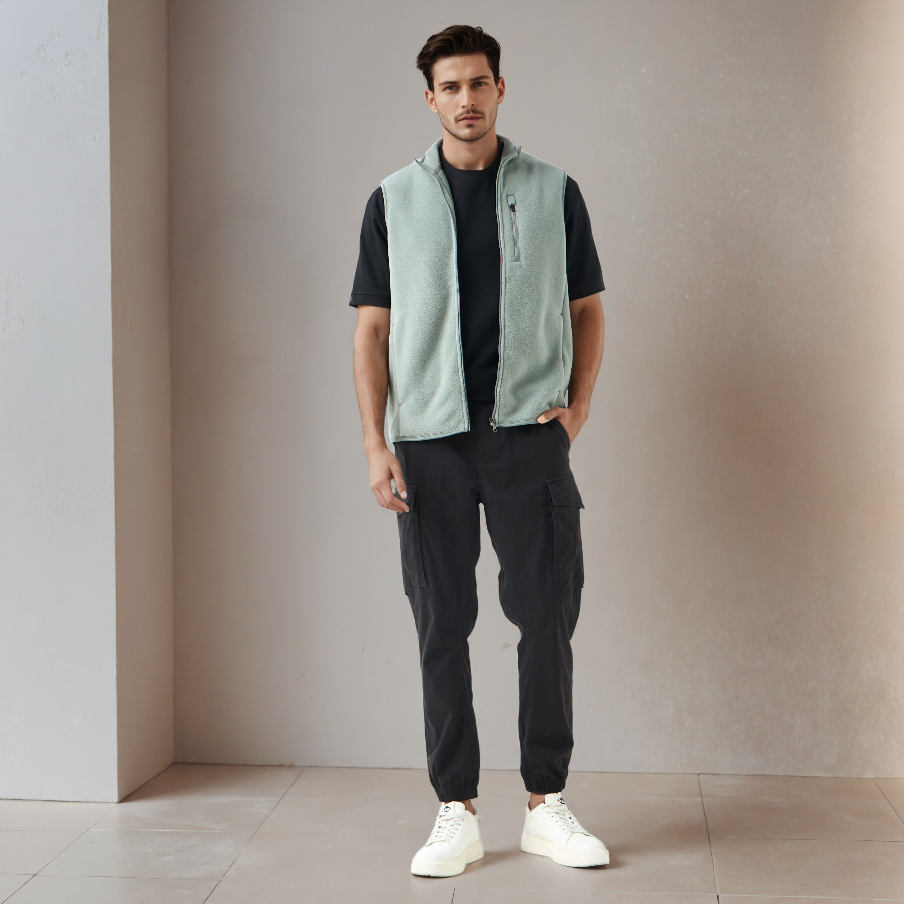 Men Regular Fit High Neck Sleeveless Jacket-men-clothing-jacketsandblazers-jackets-image-2