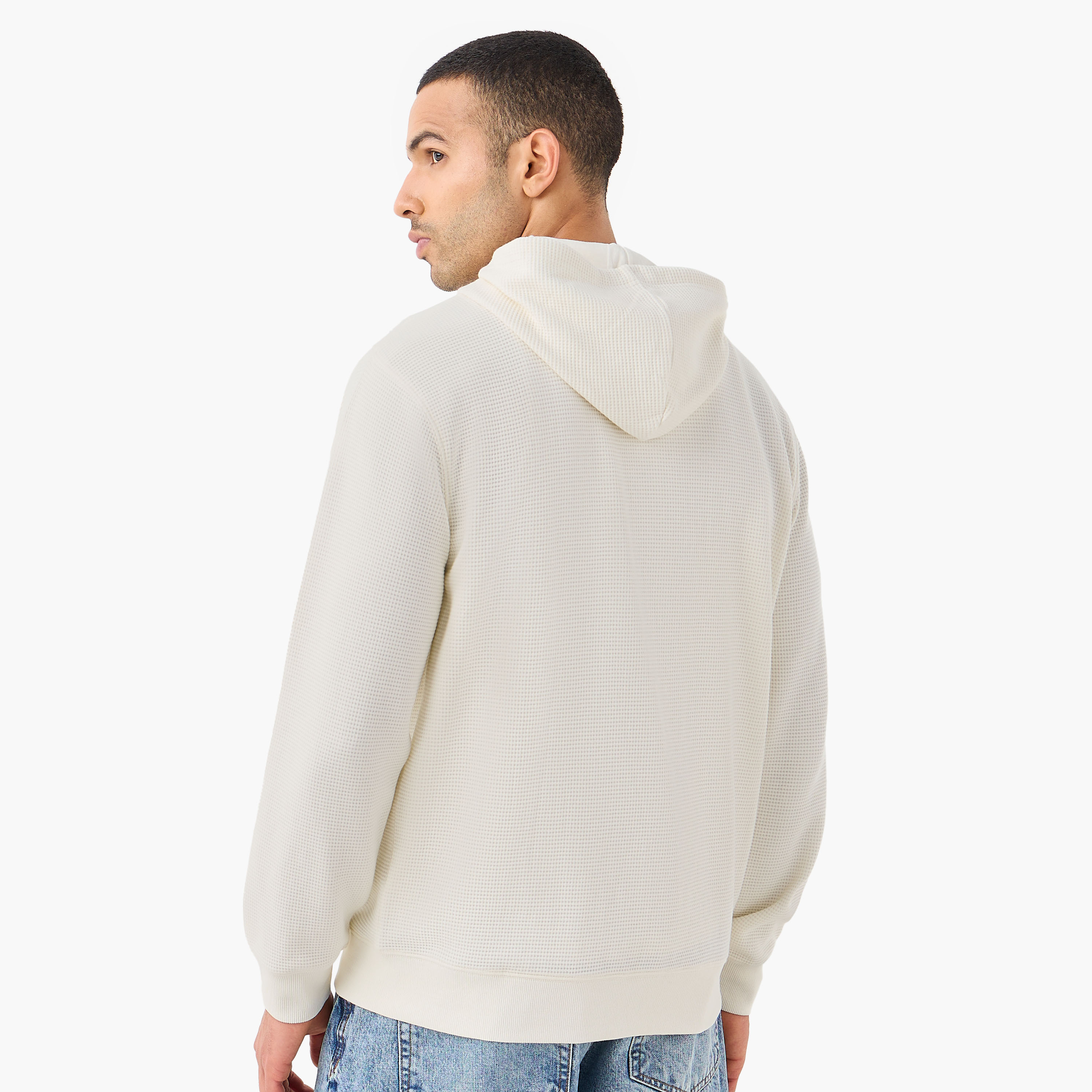 هودي مزيج قطني بقصة عادية بارز الملمس على شكل وافل للرجال-men-winterwear-hoodiesandsweatshirts-image-3