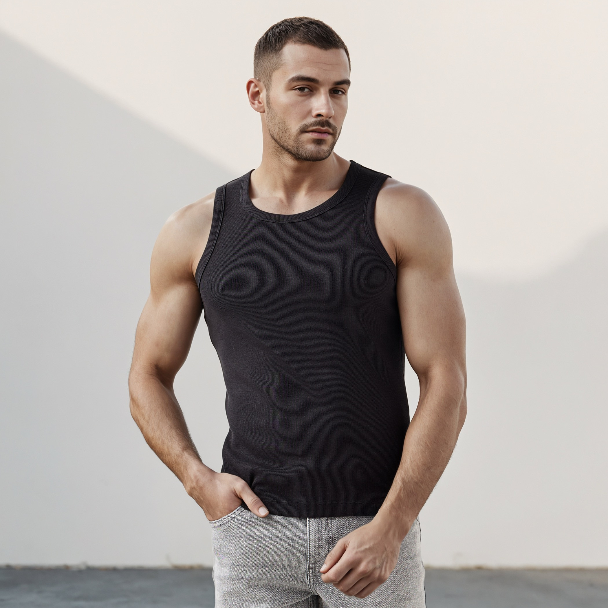 Men Ribbed Cotton Blend Vest-men-clothing-innerwear-vests-image-1