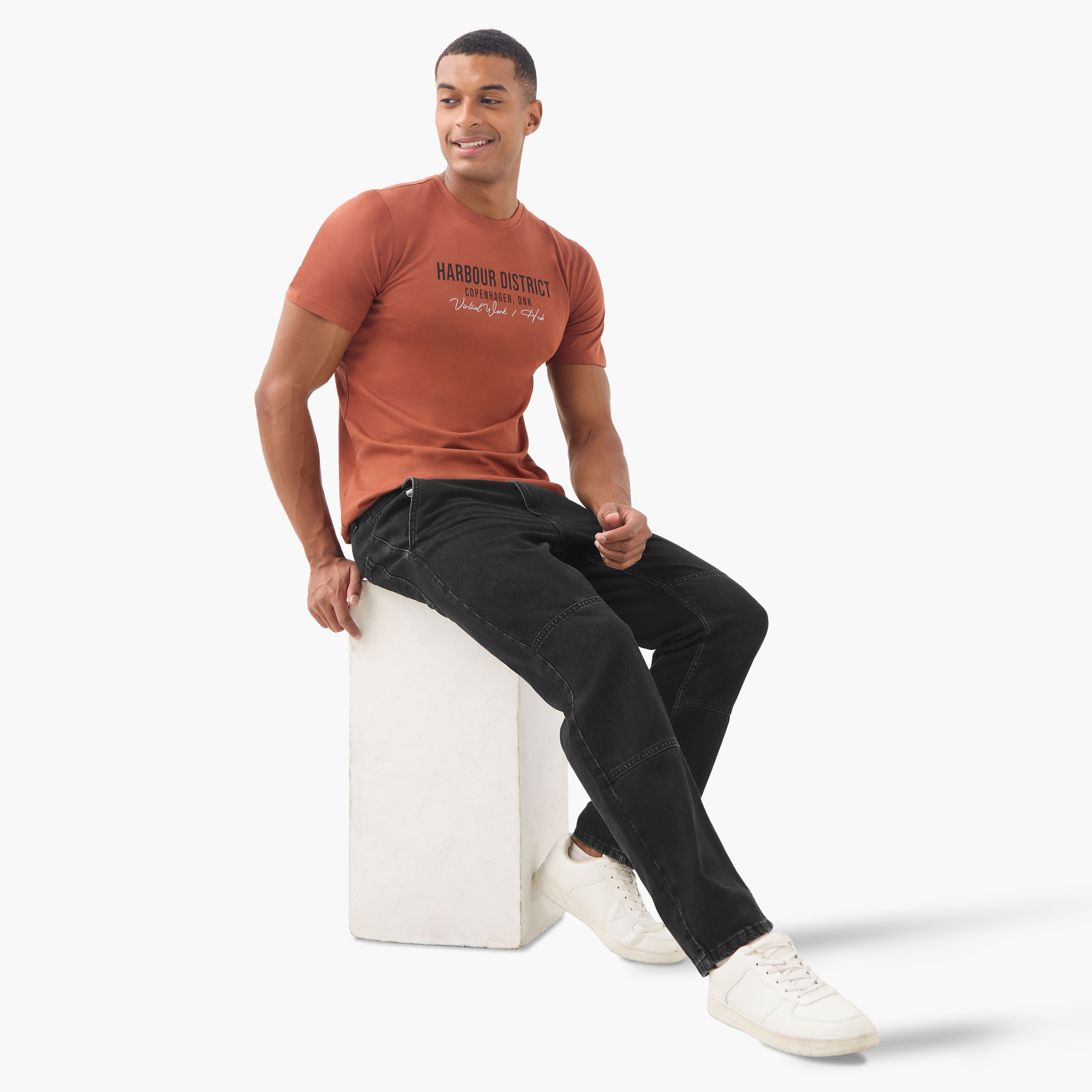 Slogan Print T-shirt with Crew Neck-men-clothing-tshirtsandpolos-tshirts-image-3