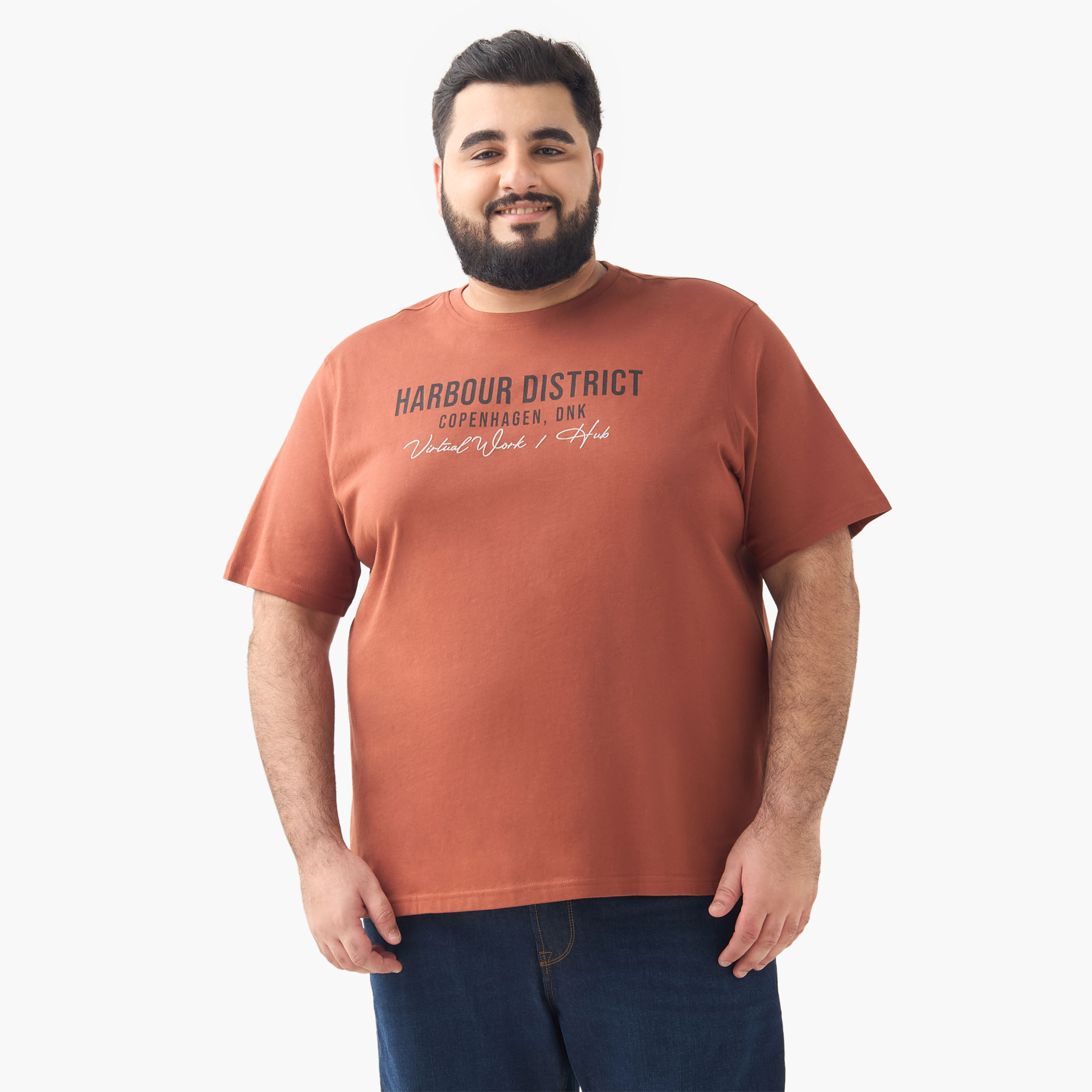 Slogan Print T-shirt with Crew Neck-men-clothing-tshirtsandpolos-tshirts-image-2