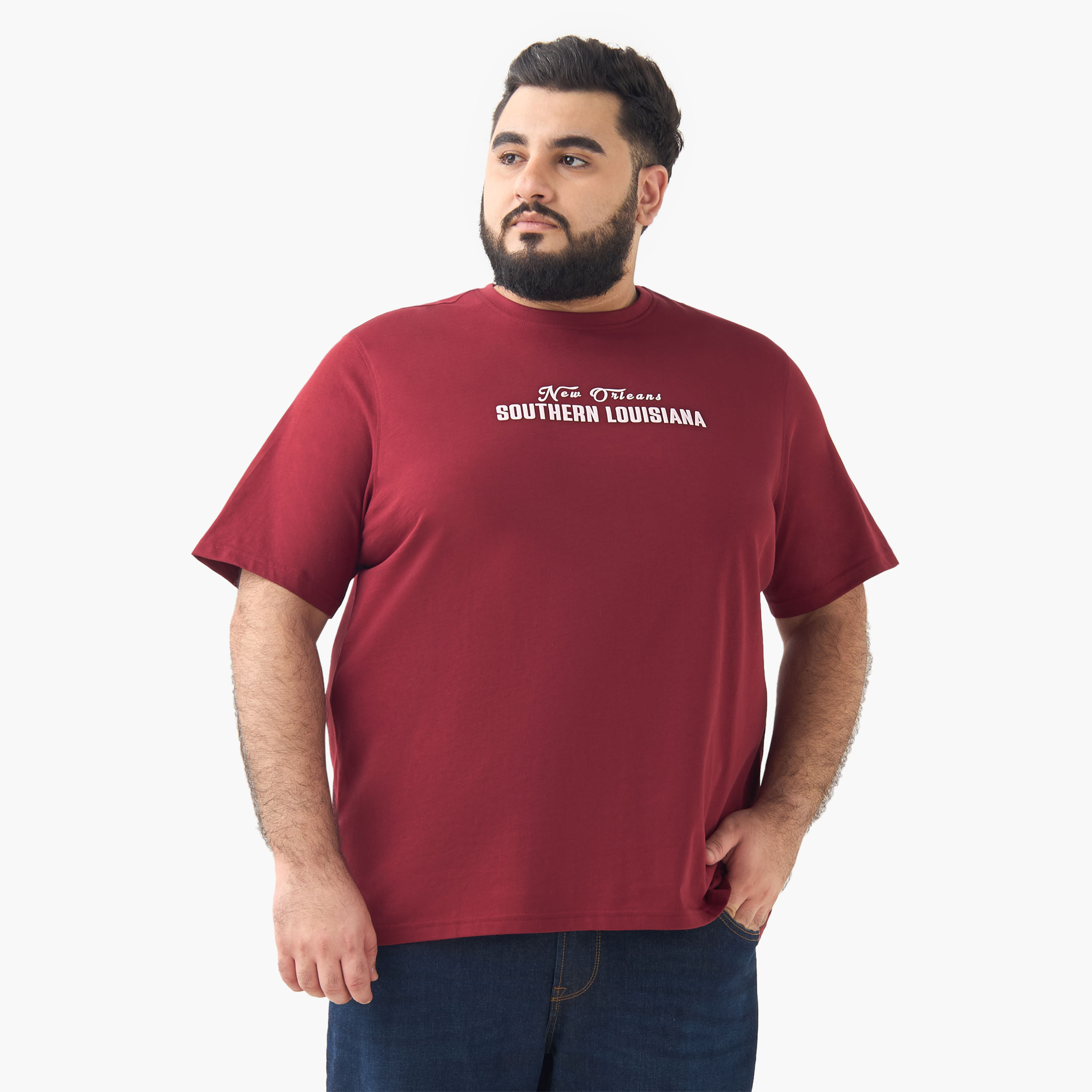 Slogan Print T-shirt with Crew Neck-men-clothing-tshirtsandpolos-tshirts-image-2