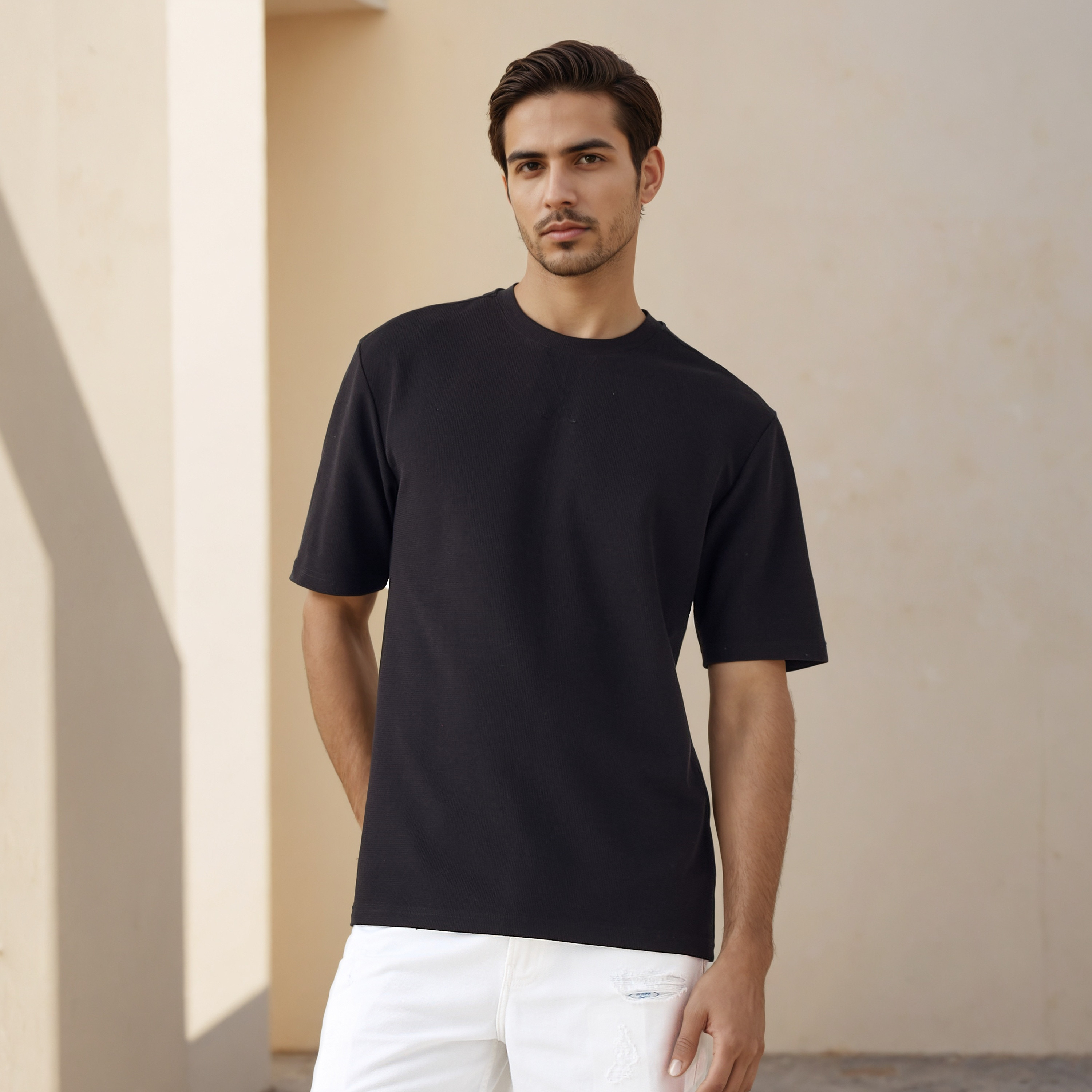 Relaxed Fit Textured T-shirt-men-clothing-tshirtsandpolos-tshirts-image-1