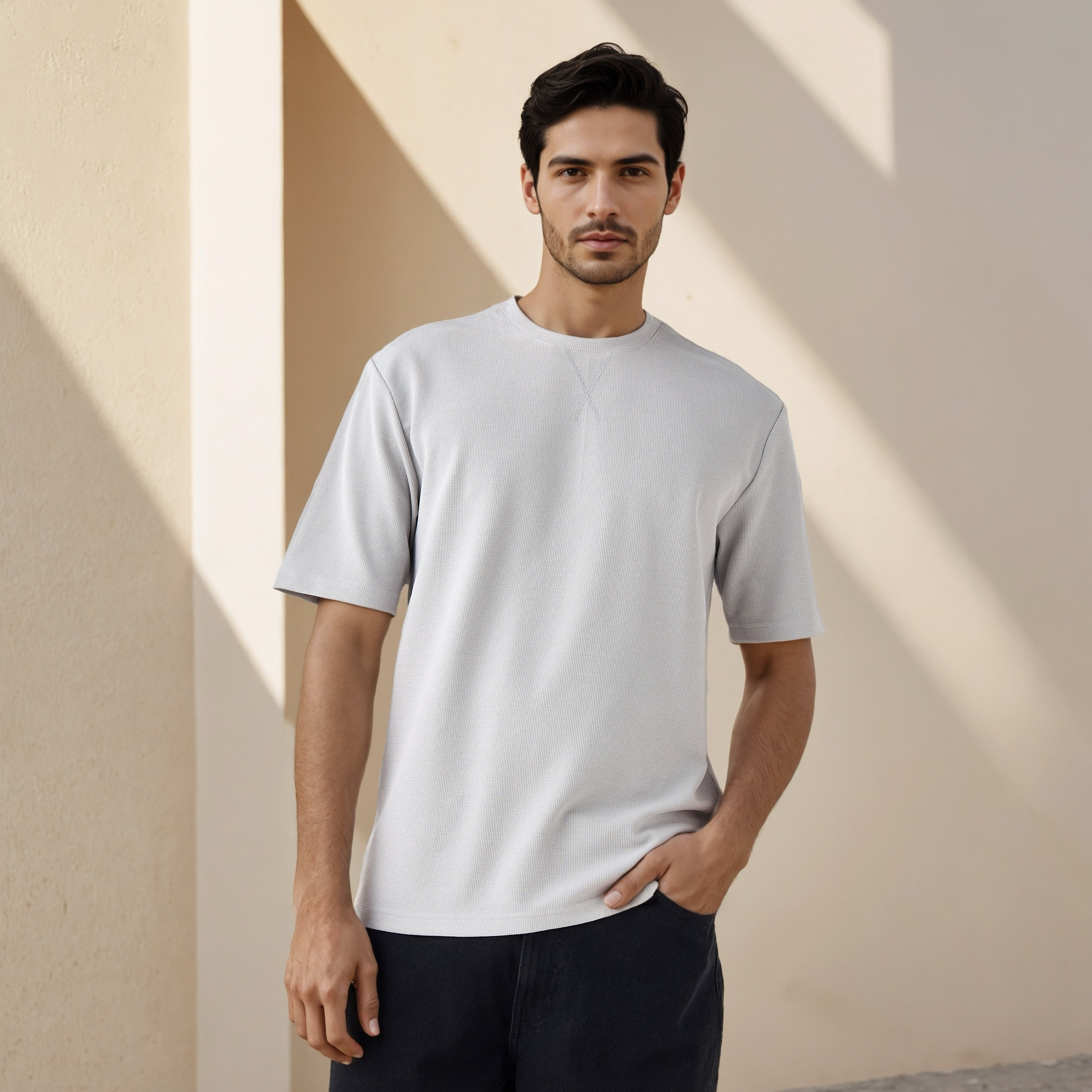 تيشيرت بارز الملمس بقصّة مريحة-men-clothing-tshirtsandpolos-tshirts-image-1