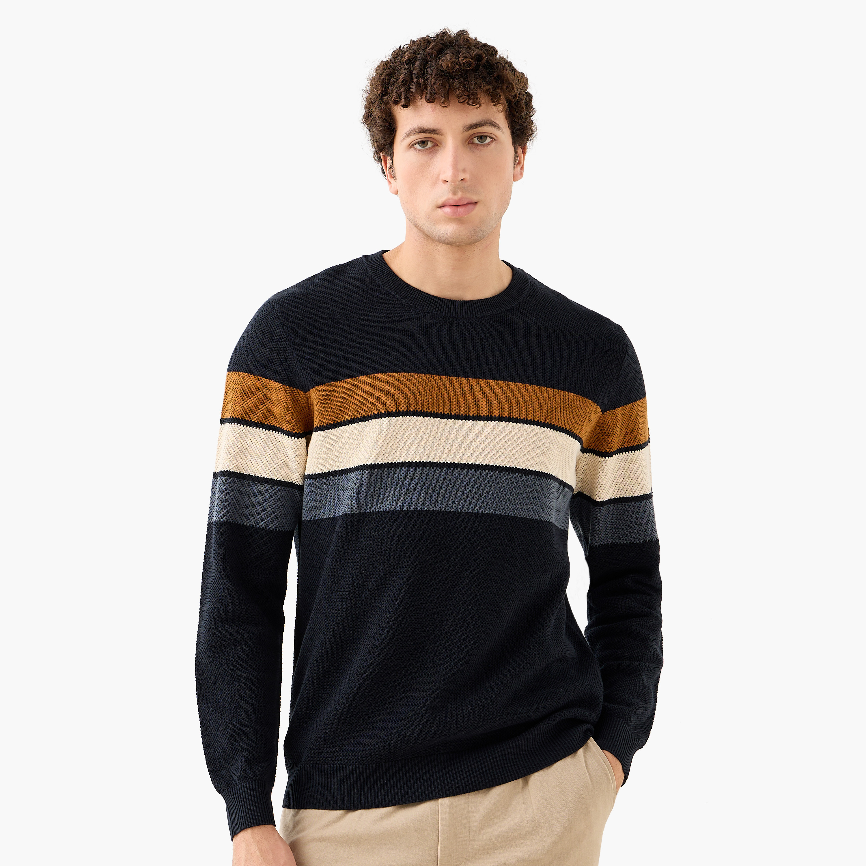 كنزة مقلمة بياقة ضيقة للرجال-men-clothing-sweatersandpullovers-image-1