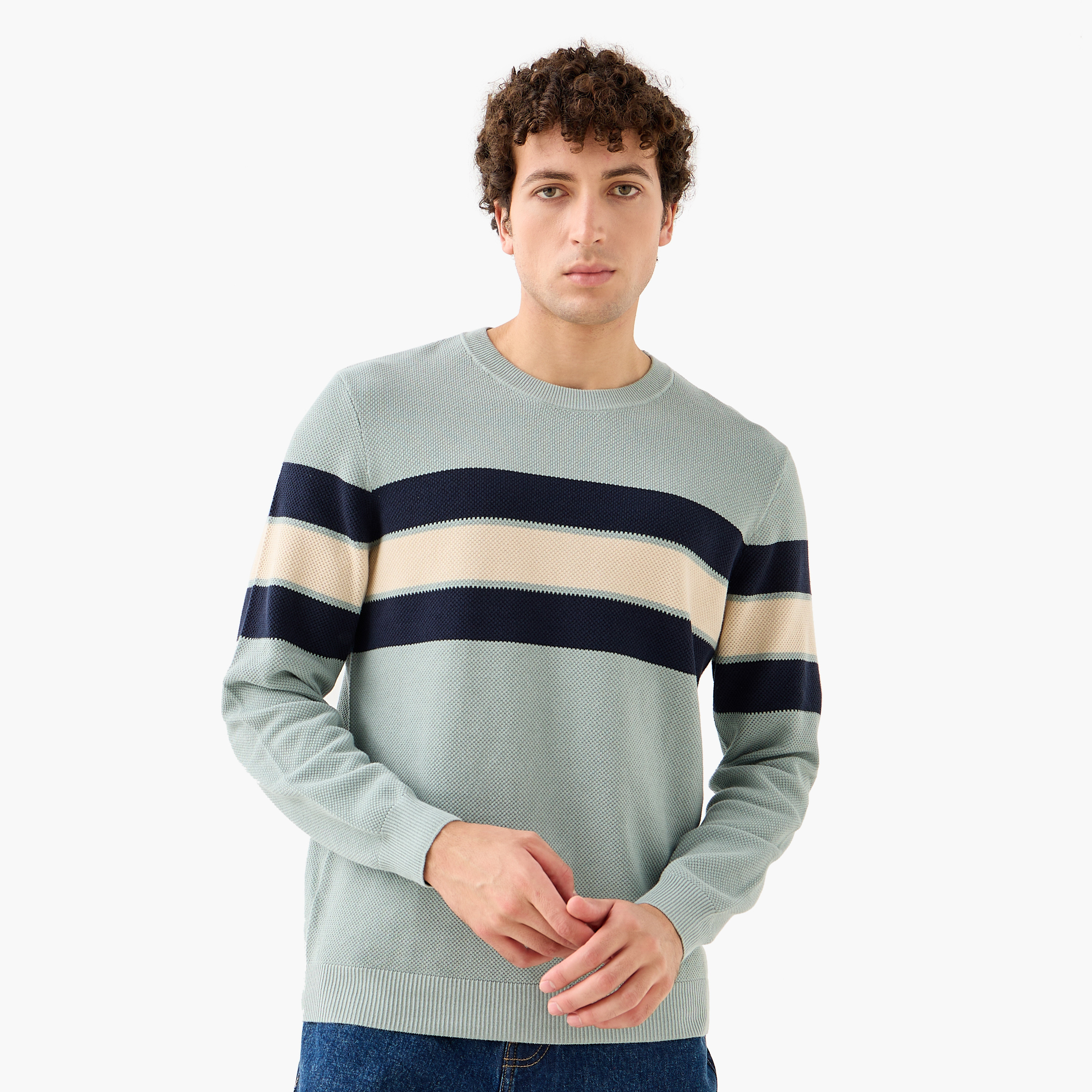 Men Crew Neck Striped Sweater-men-clothing-sweatersandpullovers-image-1